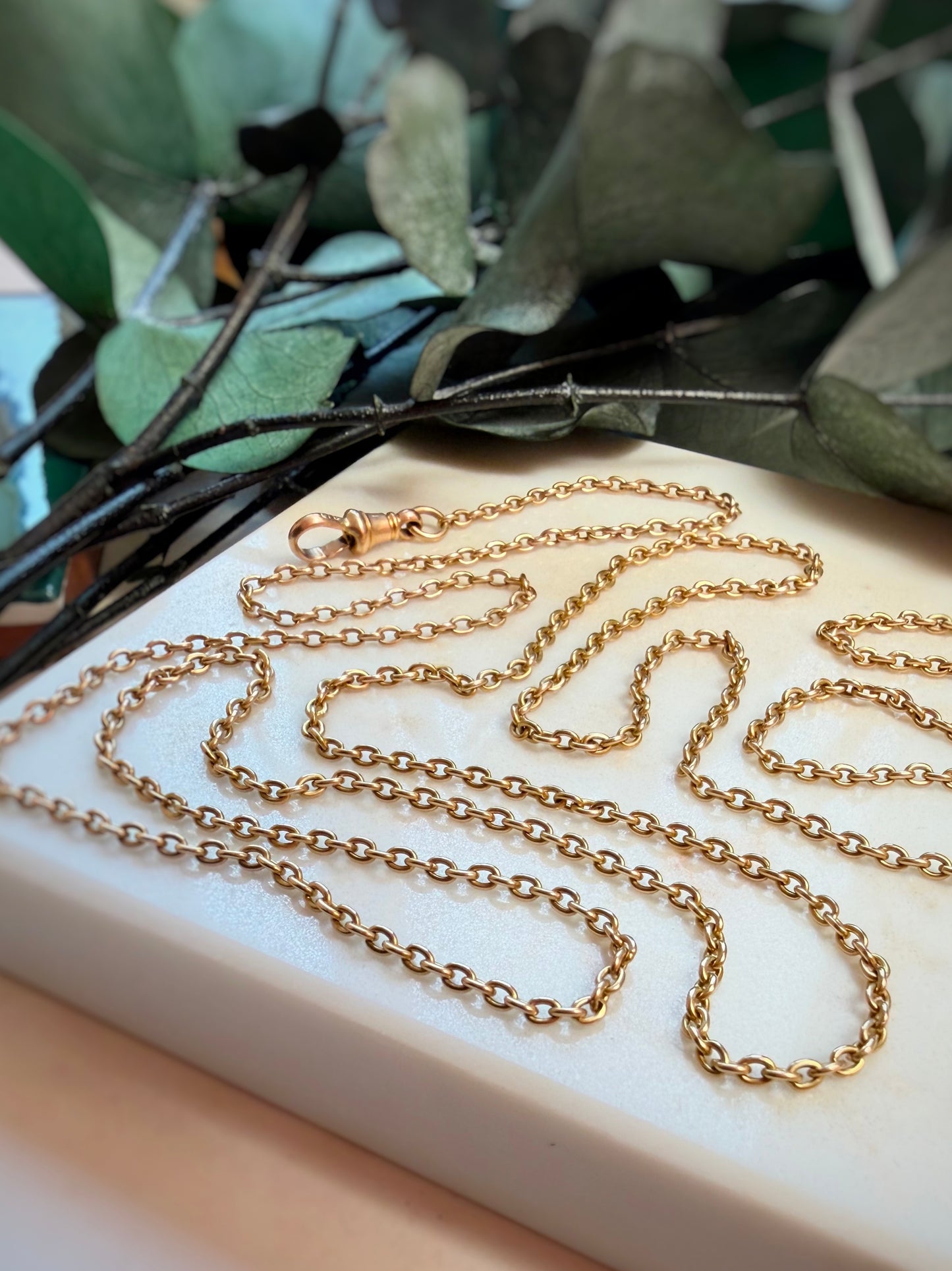 Antique 15ct Cable Chain with Dog Clip (35")