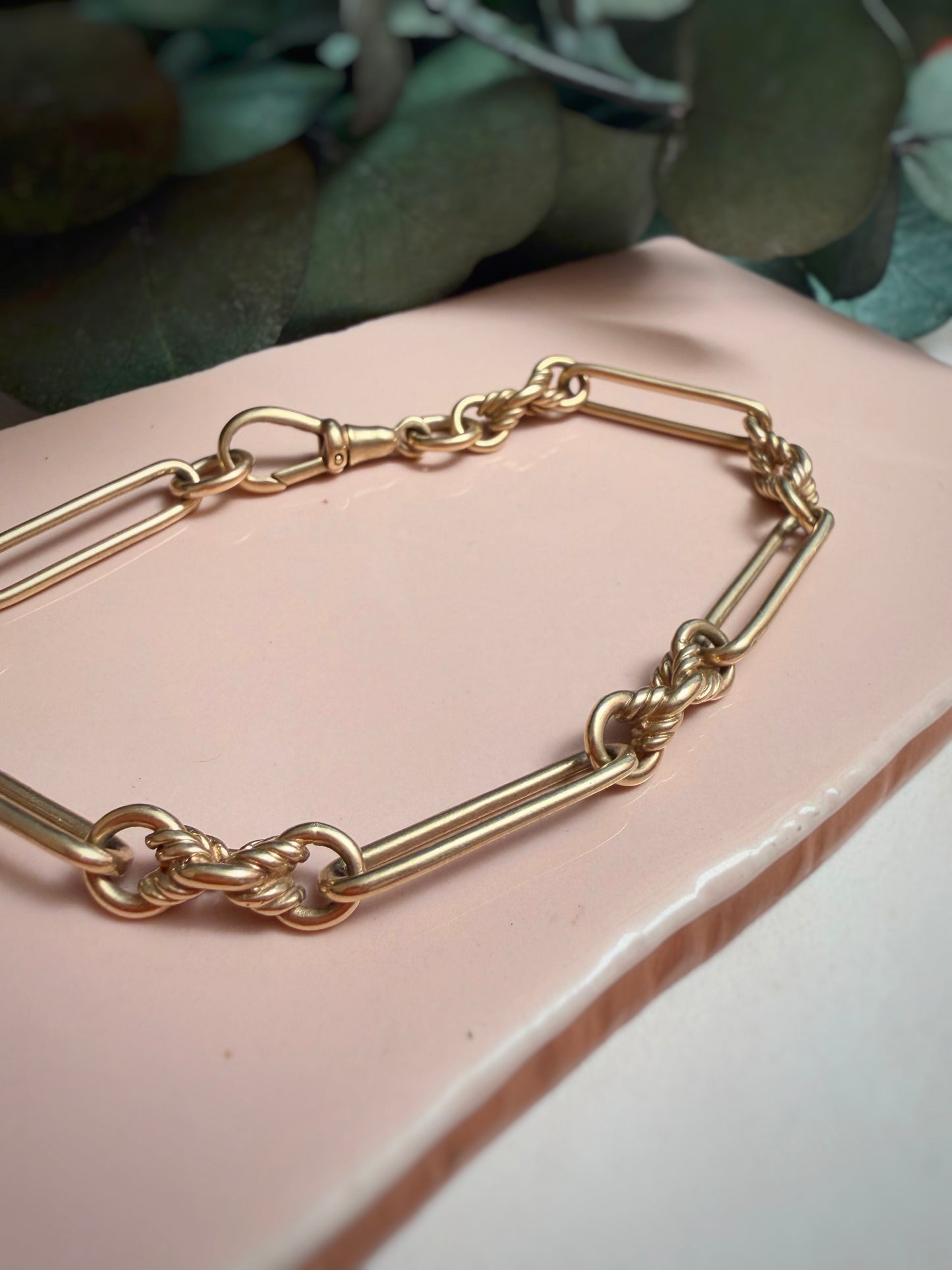 Vintage Trombone and Lovers Knot Bracelet (8")