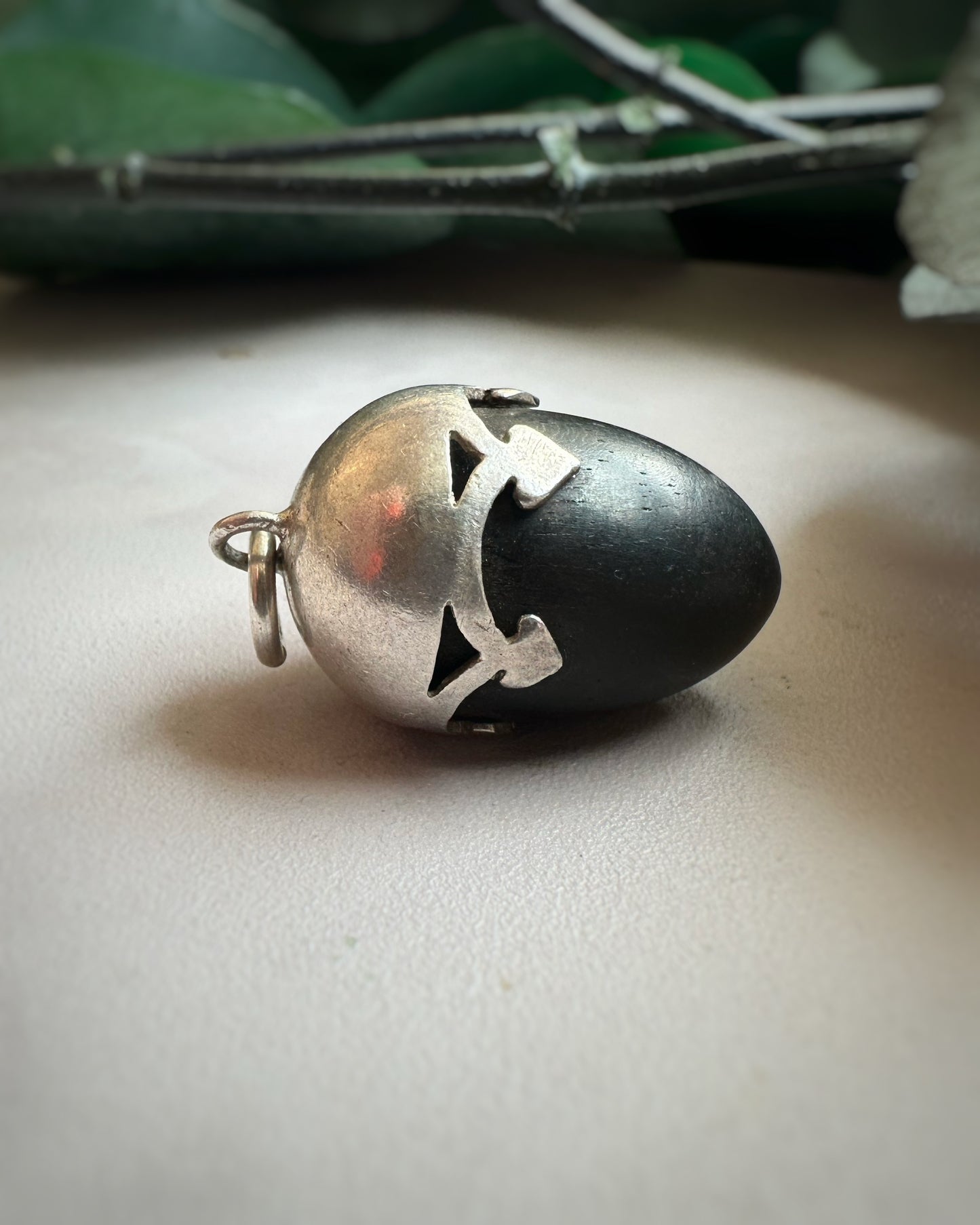 Antique Oversized Ebony Acorn Charm