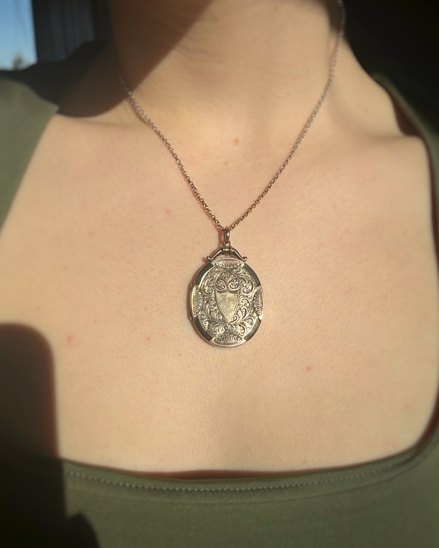 Antique Oversized Shield Motif Locket