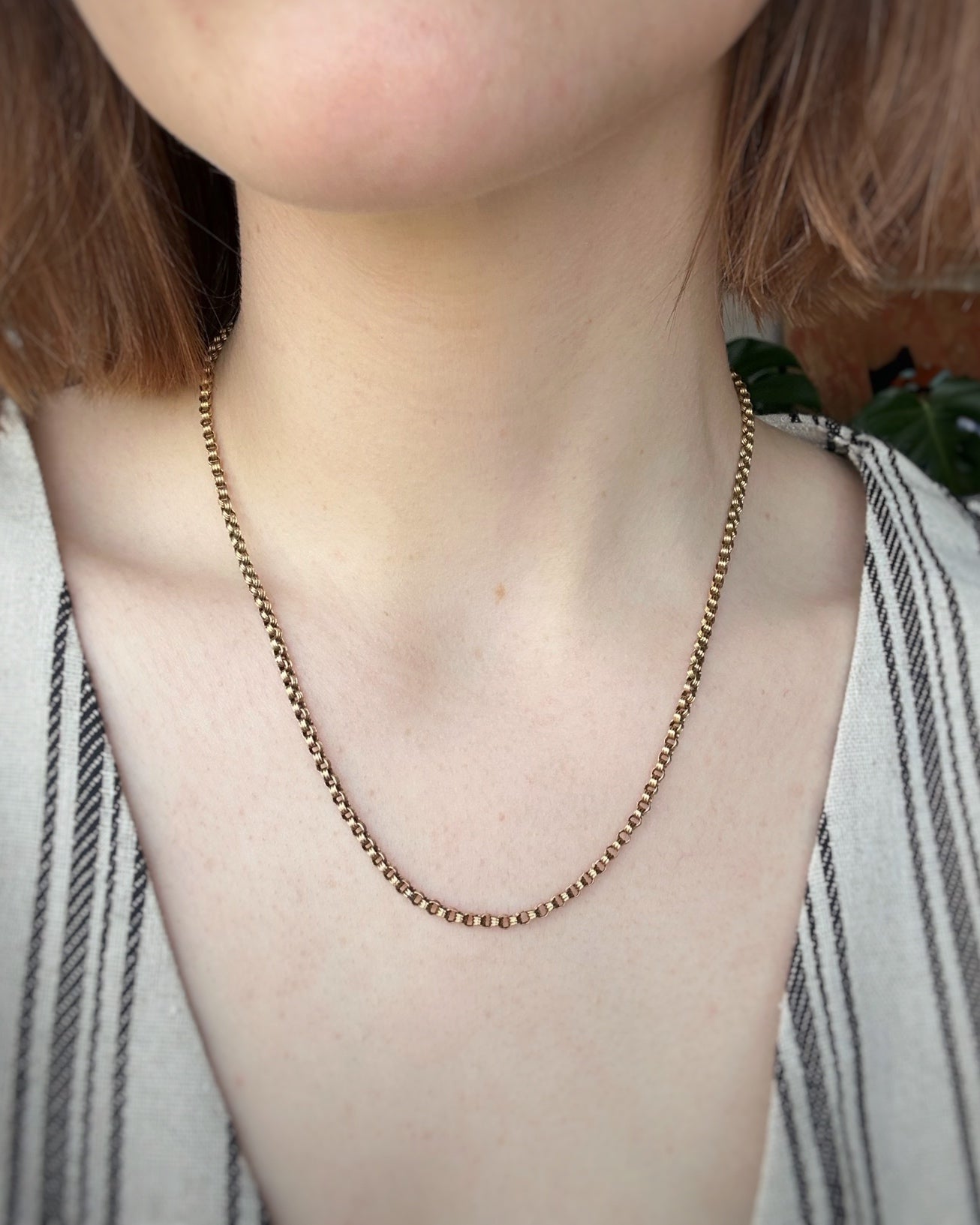 Antique Ribbed Rolo Link with Tag and Barrel (17.5")