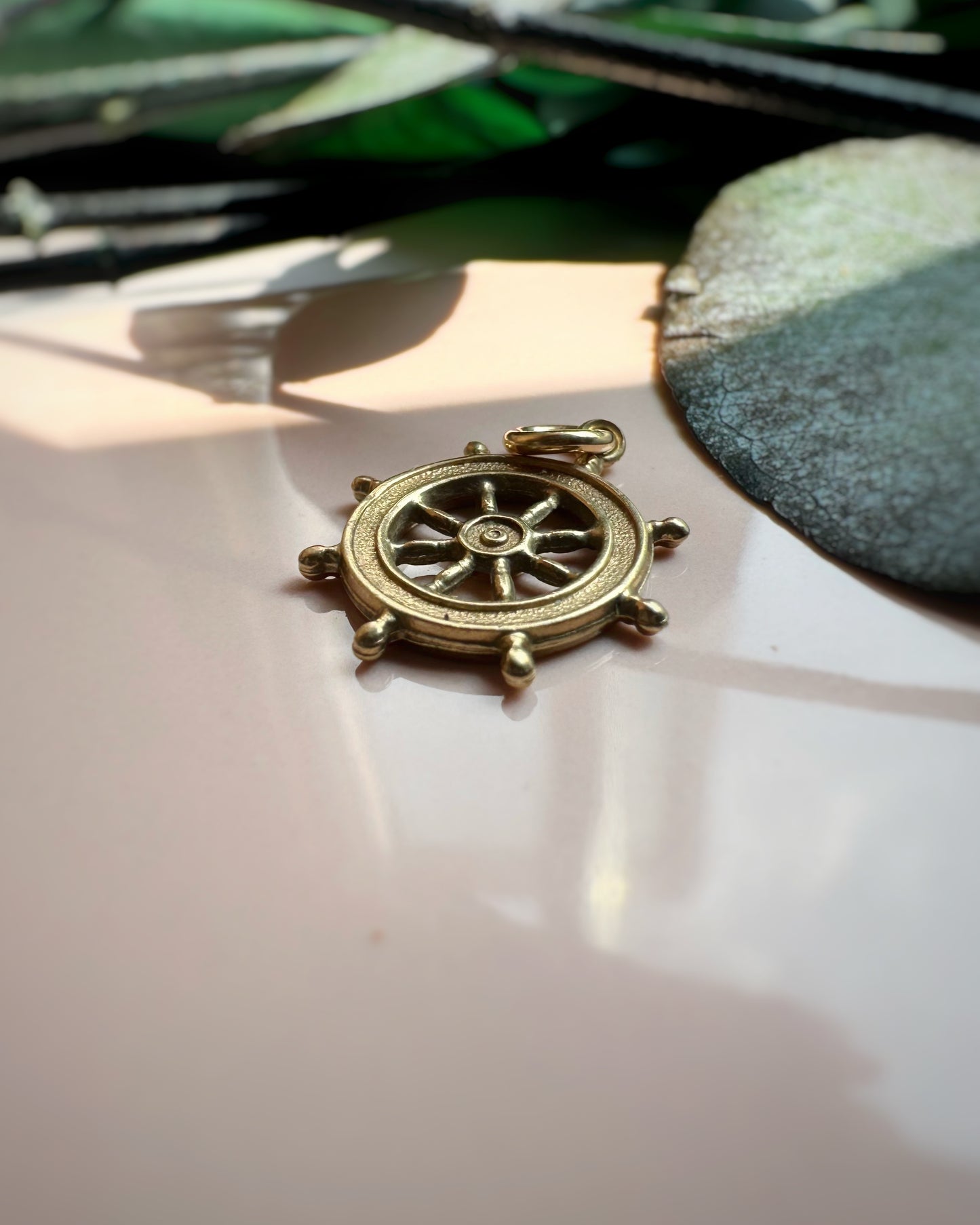 Vintage Mini Ships Wheel Charm