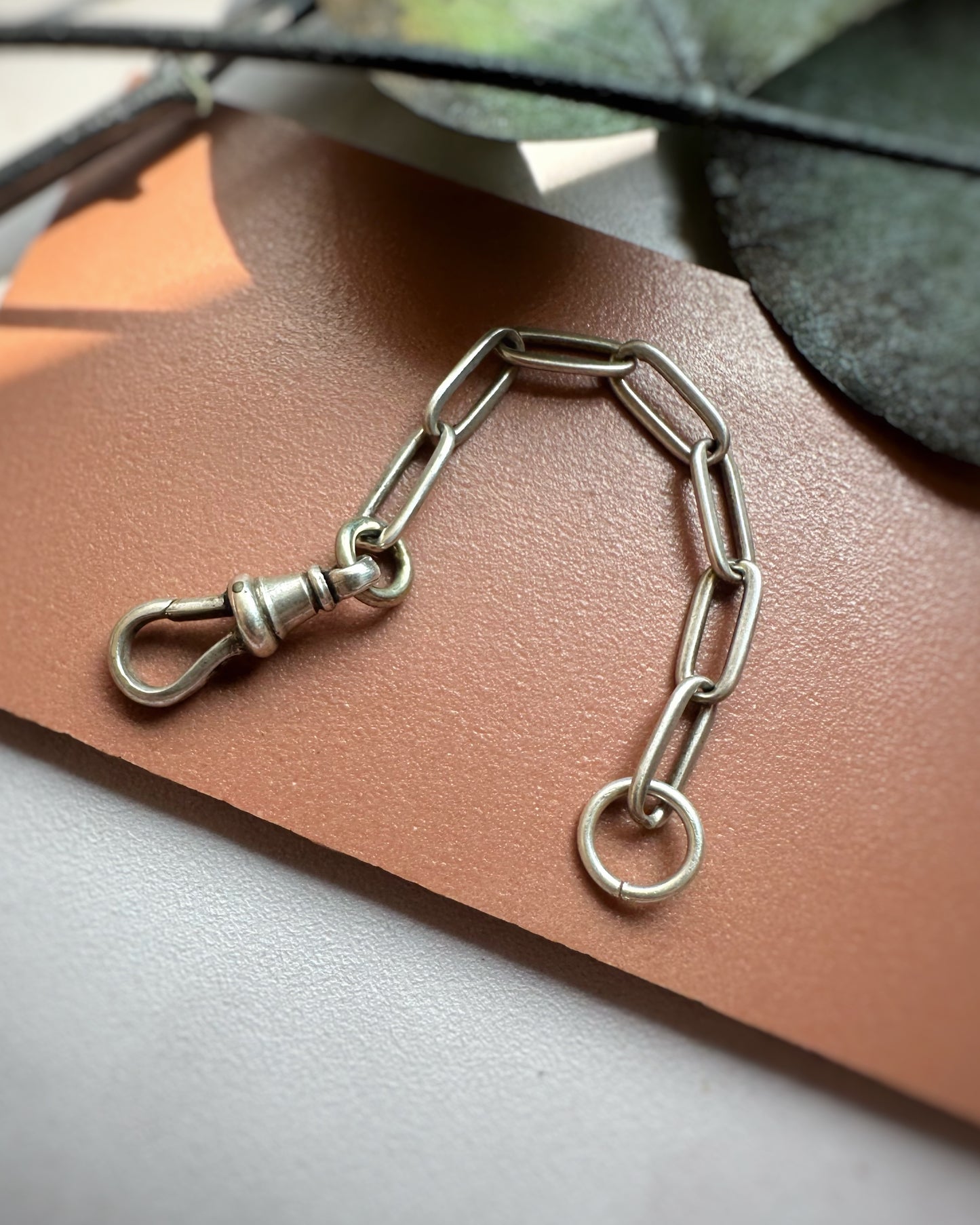 Antique Dog Clip with Old Vintage Trombone Links Extender (3")