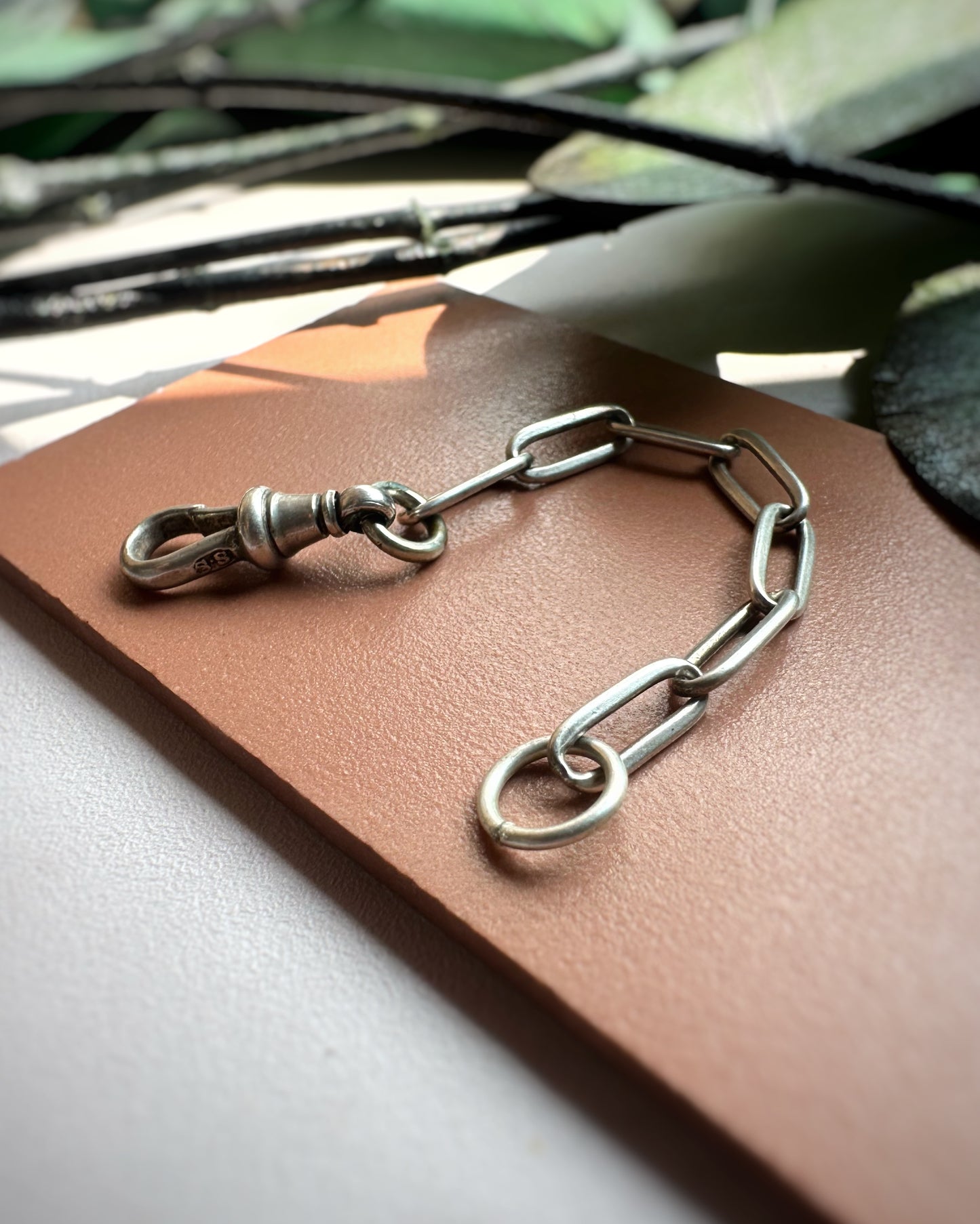Antique Dog Clip with Old Vintage Trombone Links Extender (3")