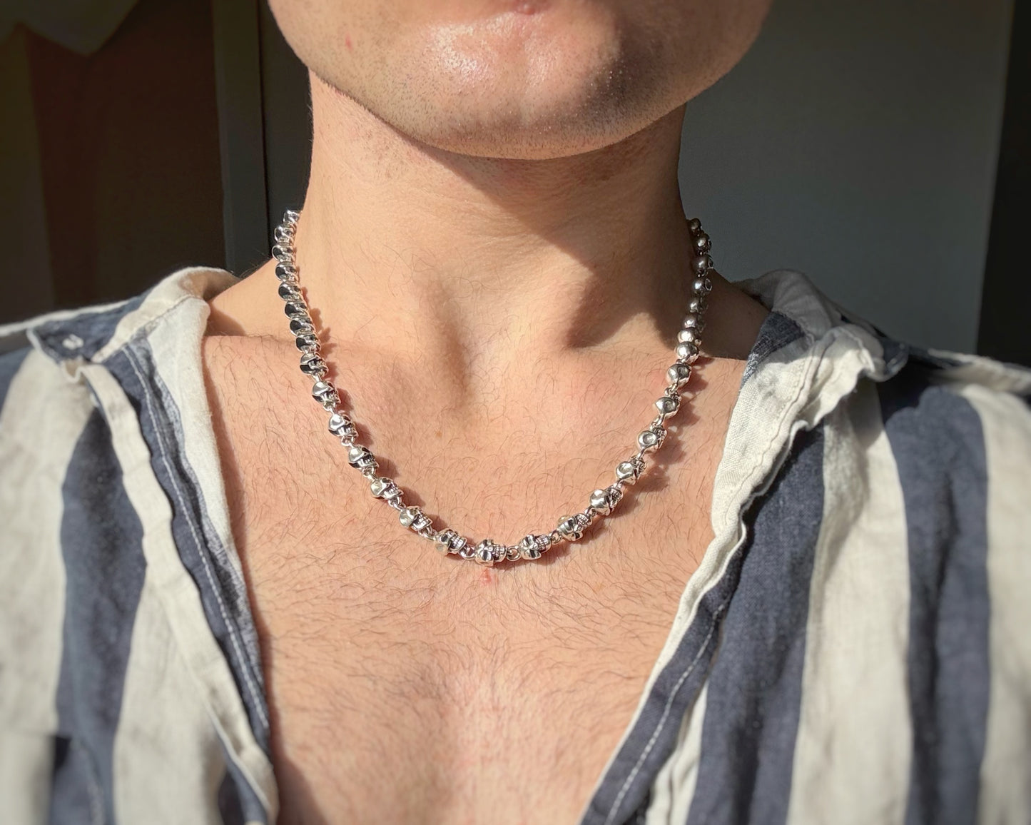 Vintage INSANE Skull Necklace with Bone Toggle Clasp (21.5")
