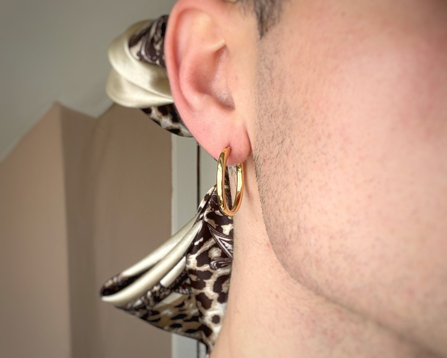 Vintage Solid Tiffany Squared-Round Hoops