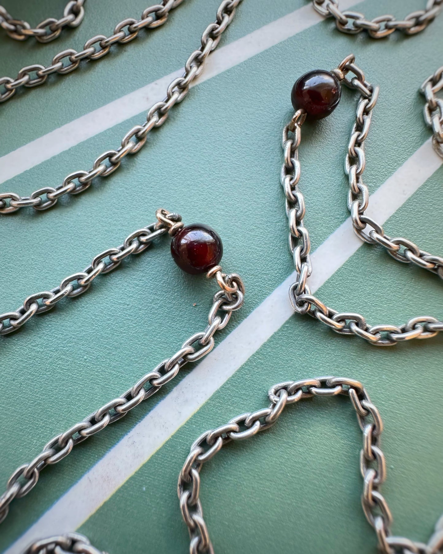 Antique Cable Long Guard with Garnet-on-Gold Stations (64")