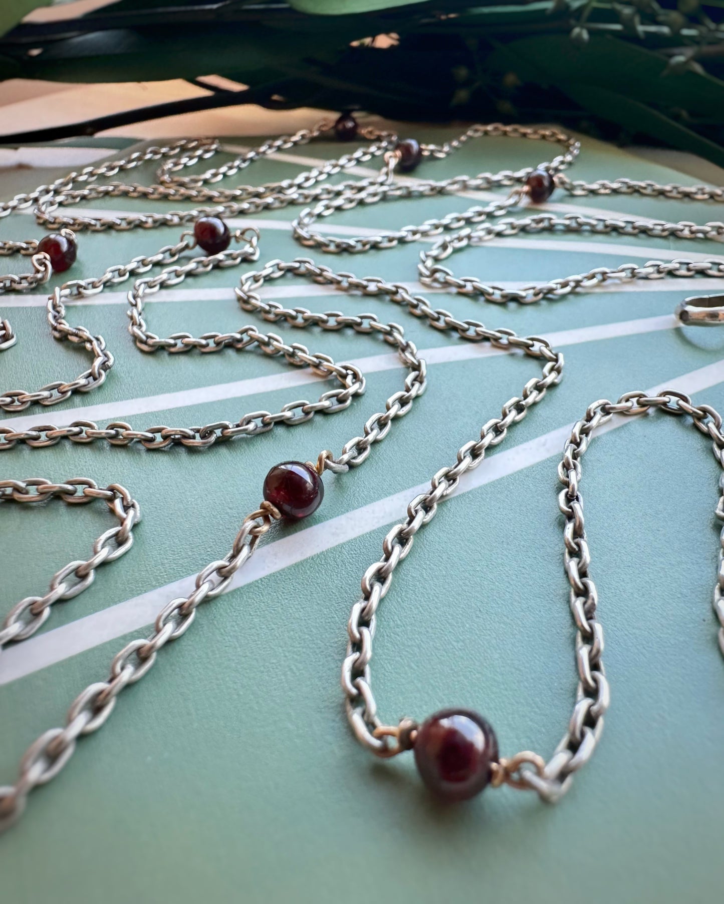 Antique Cable Long Guard with Garnet-on-Gold Stations (64")