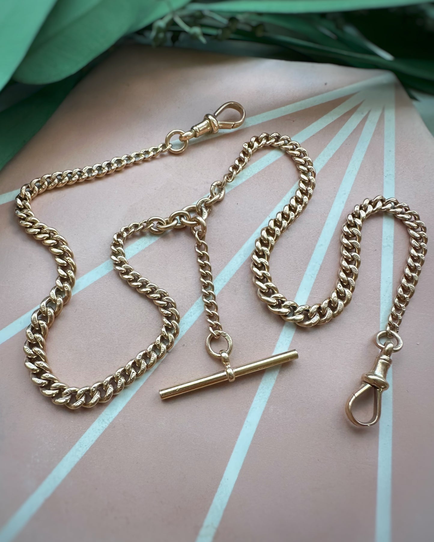 Antique Graduated Albert Chain with Double Dog Clips (17")