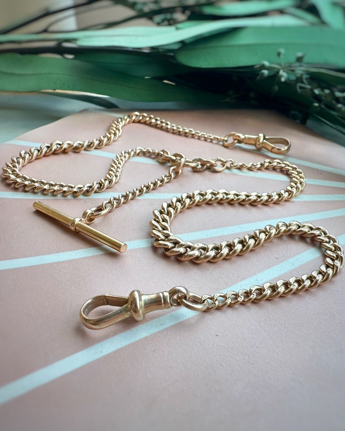 Antique Graduated Albert Chain with Double Dog Clips (17")