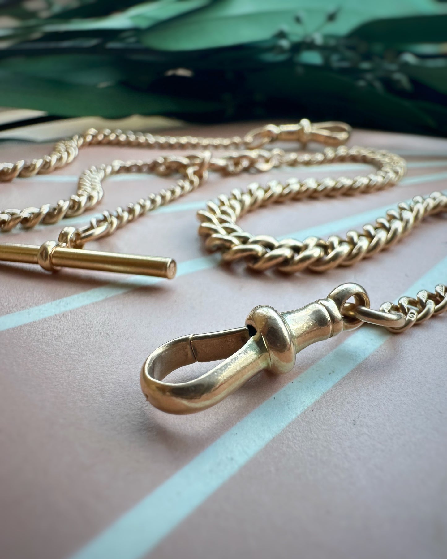 Antique Graduated Albert Chain with Double Dog Clips (17")