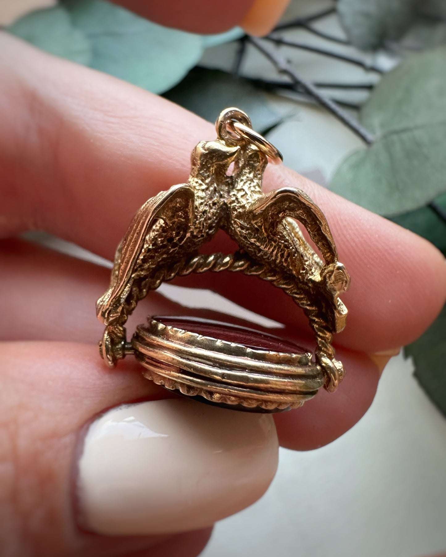 Vintage Canoodling Doves Spinner Fob