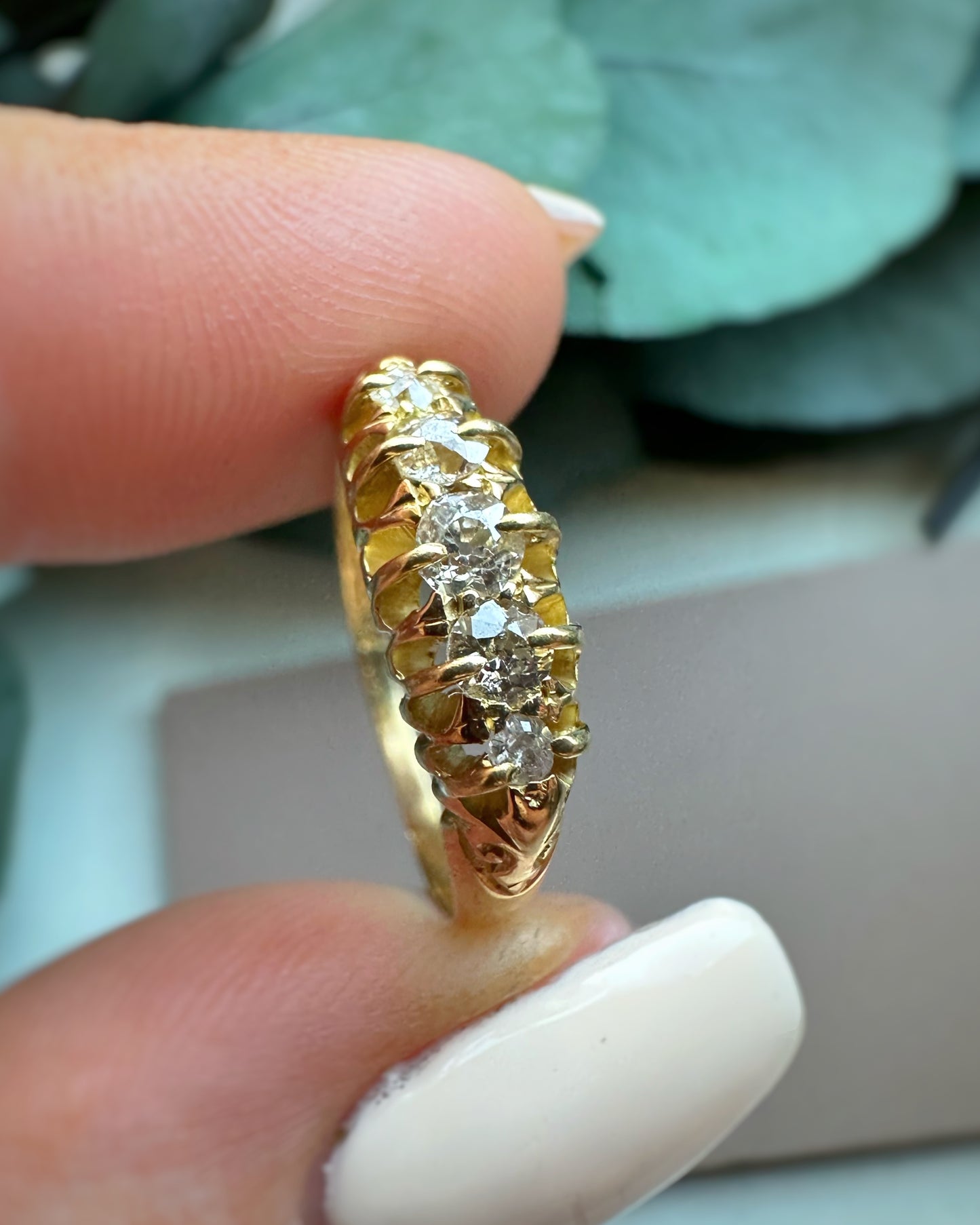 Antique 5-Stone Diamond Boat Ring (Q.5 / 8.25)