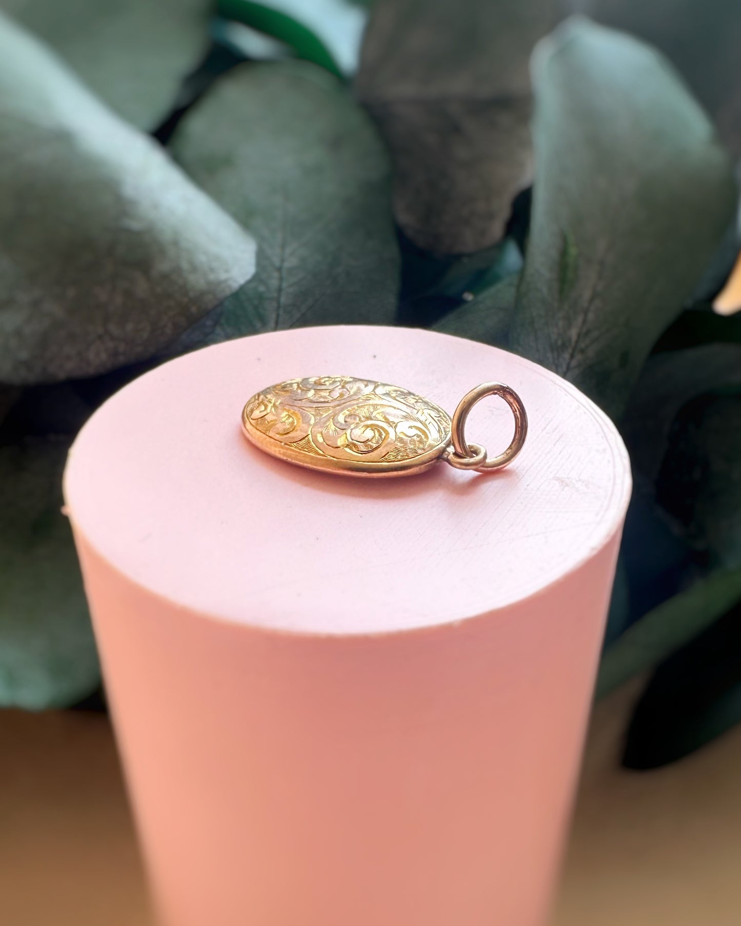 Antique Engraved Oval Pendants