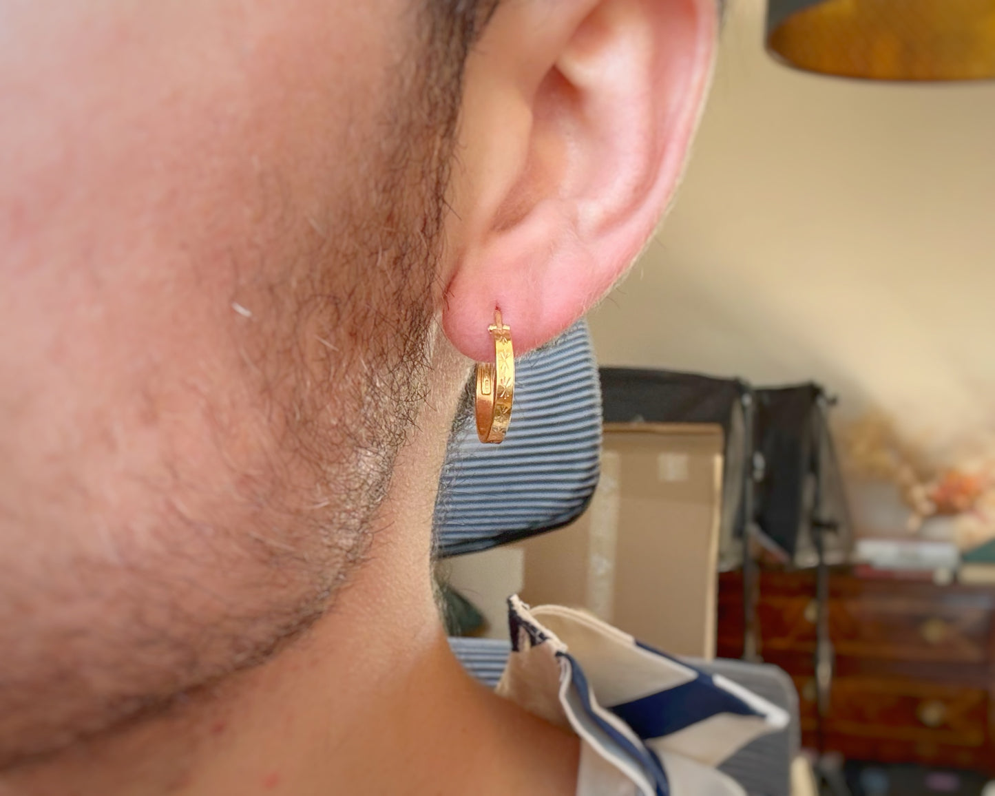 Vintage Star-Etched Hoops