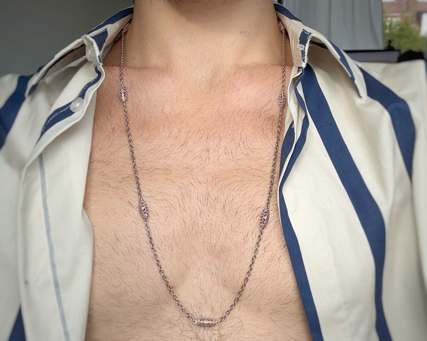 Vintage Cable Chain with Filigree Stations (31")