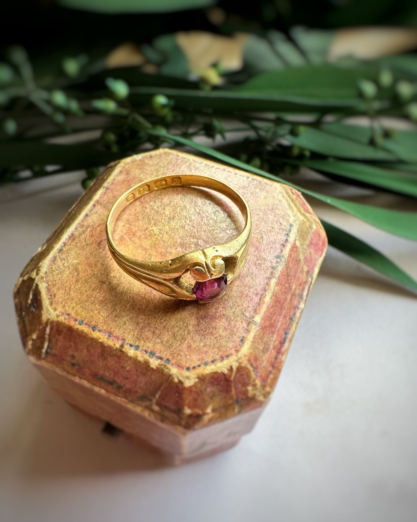 1948 Garnet Scroll Ring
