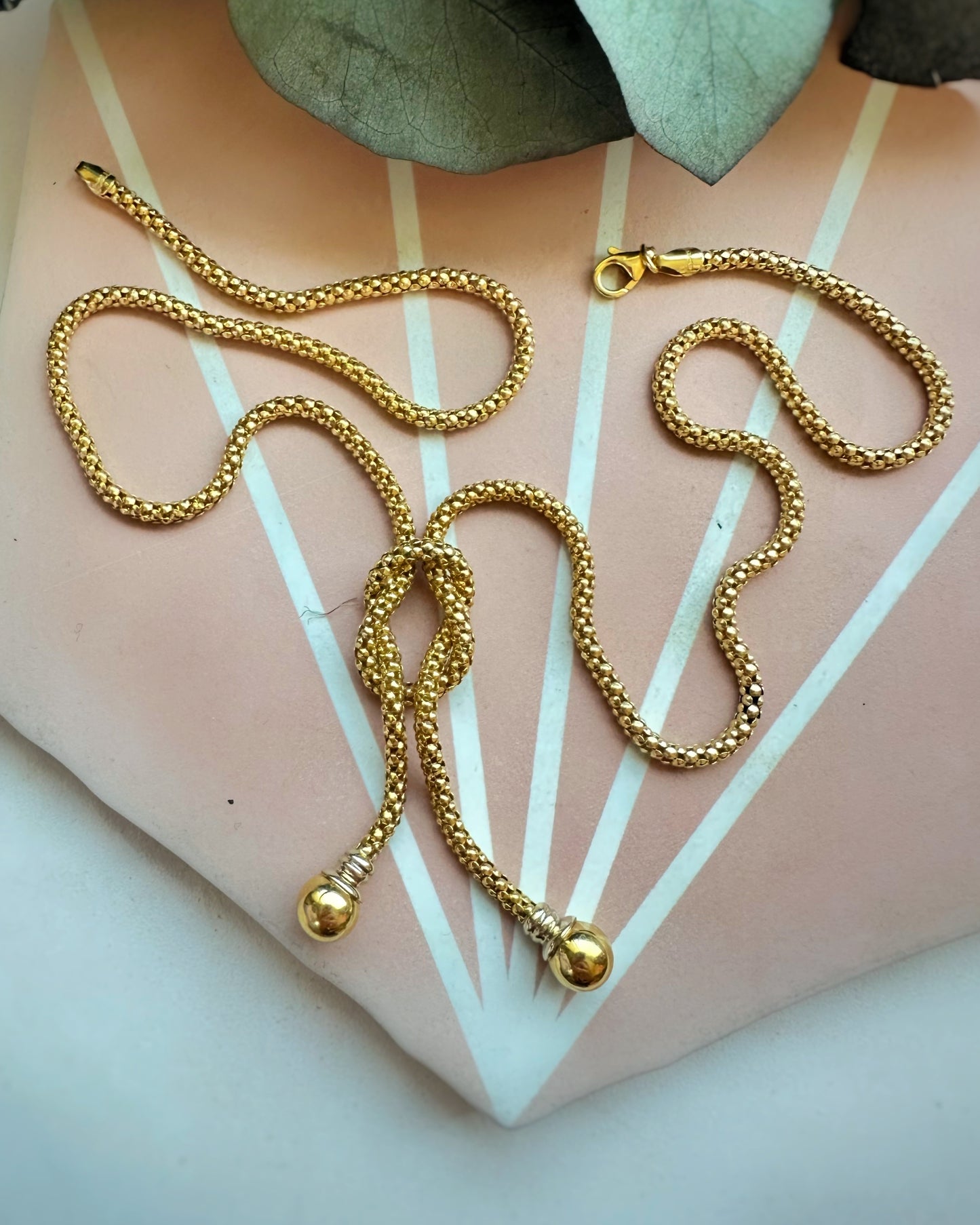 Vintage Lariat Rope-Knot Snake Skin Chain (18")