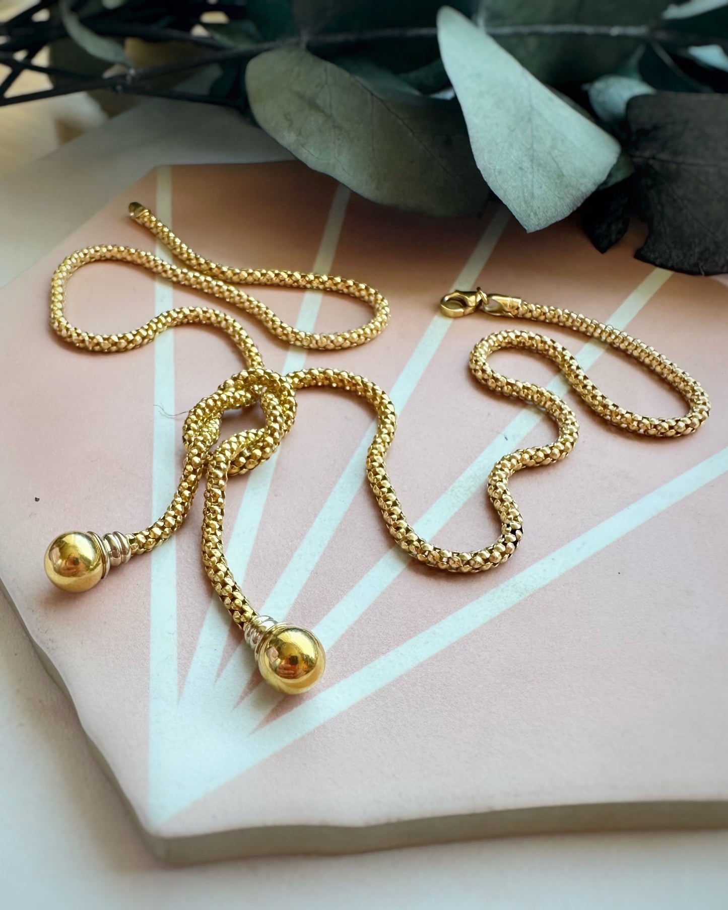 Vintage Lariat Rope-Knot Snake Skin Chain (18")
