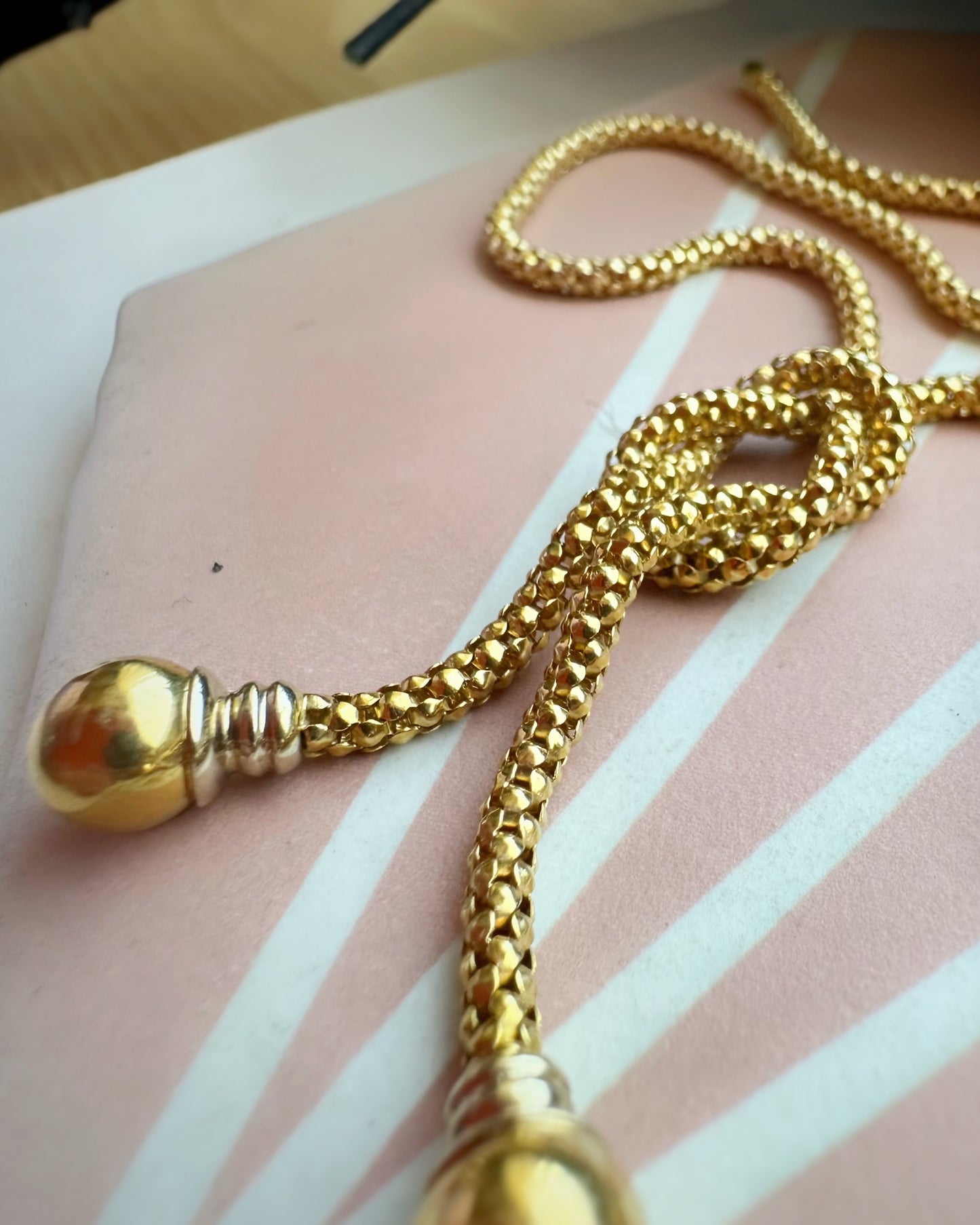 Vintage Lariat Rope-Knot Snake Skin Chain (18")