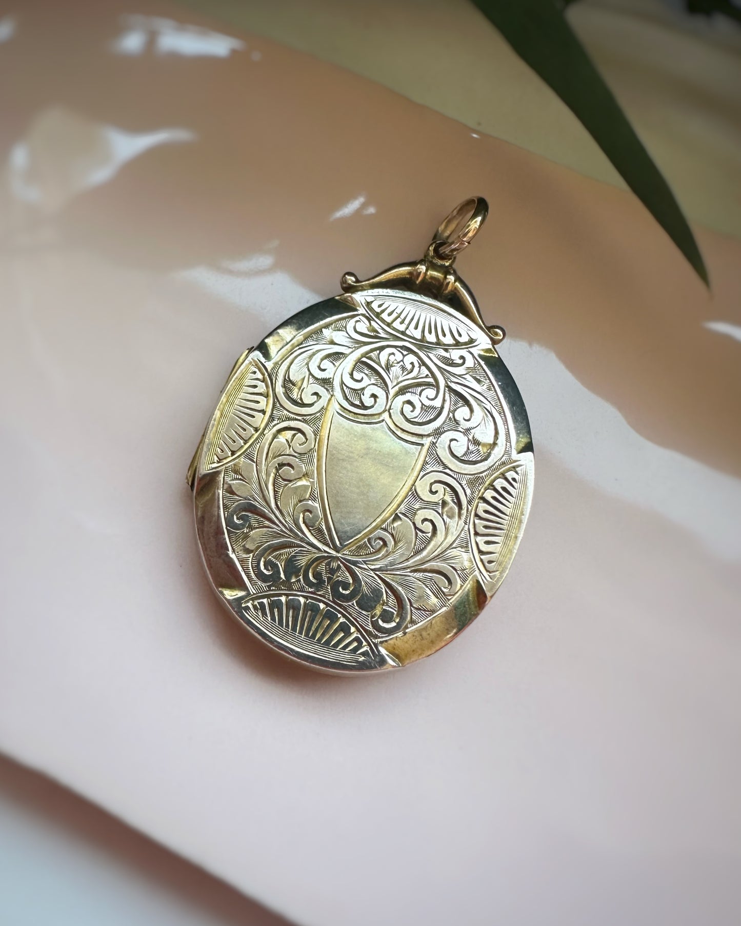 Antique Oversized Shield Motif Locket