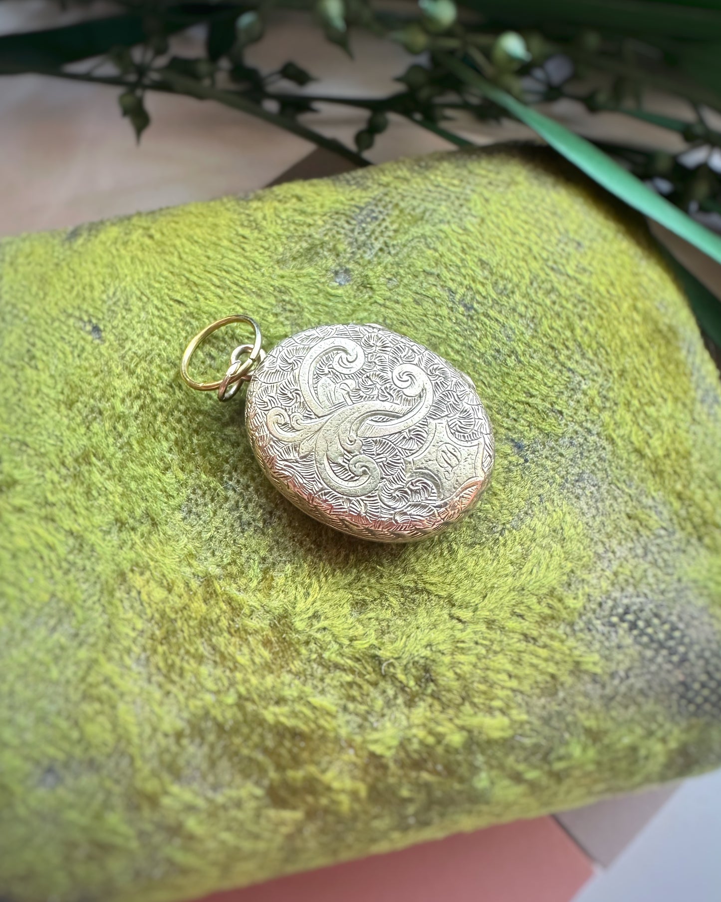 Antique Pebble Locket with Stunning Black Enamel