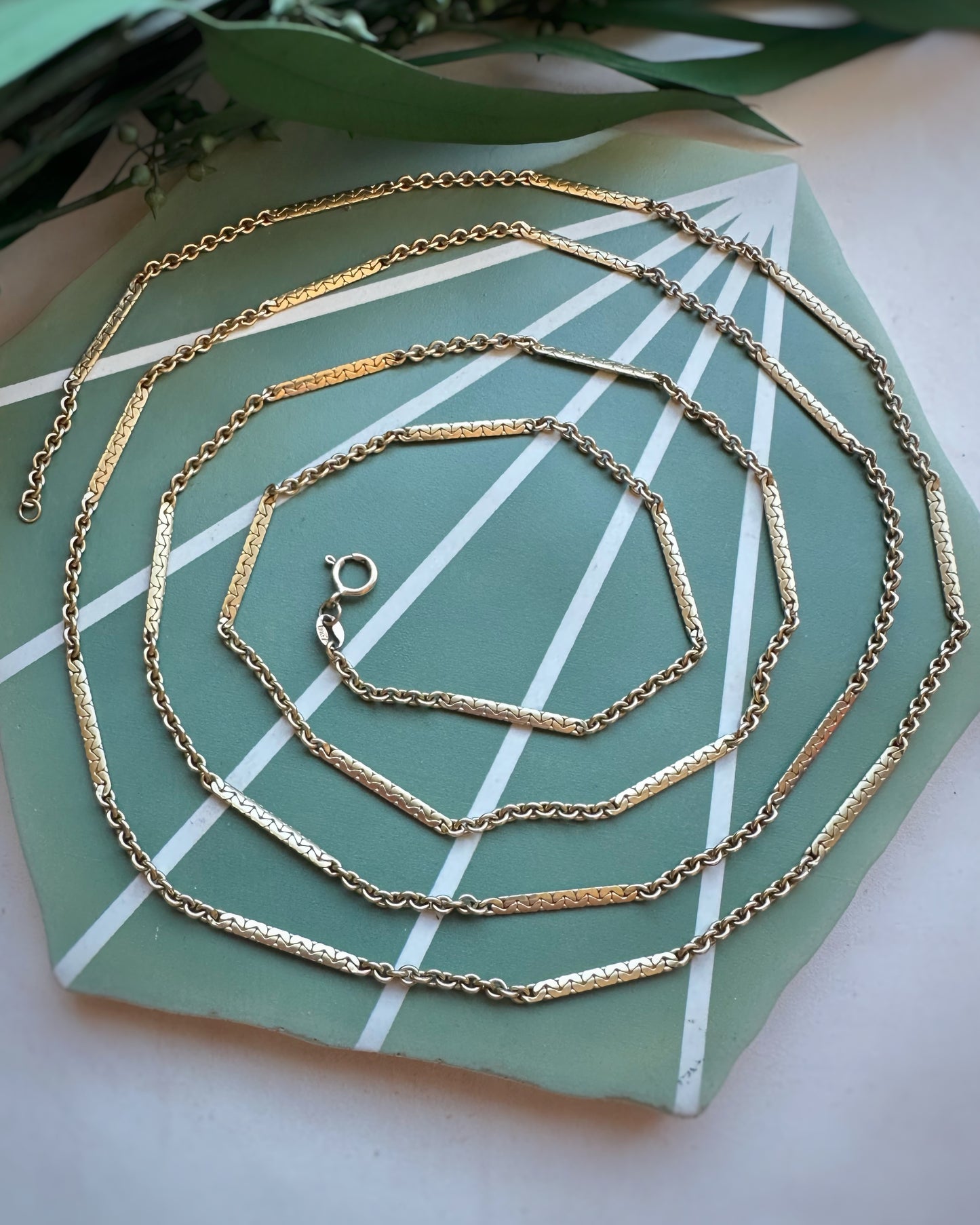 Vintage Fancy Bar and Chunky Cable Double Length Chain (47")