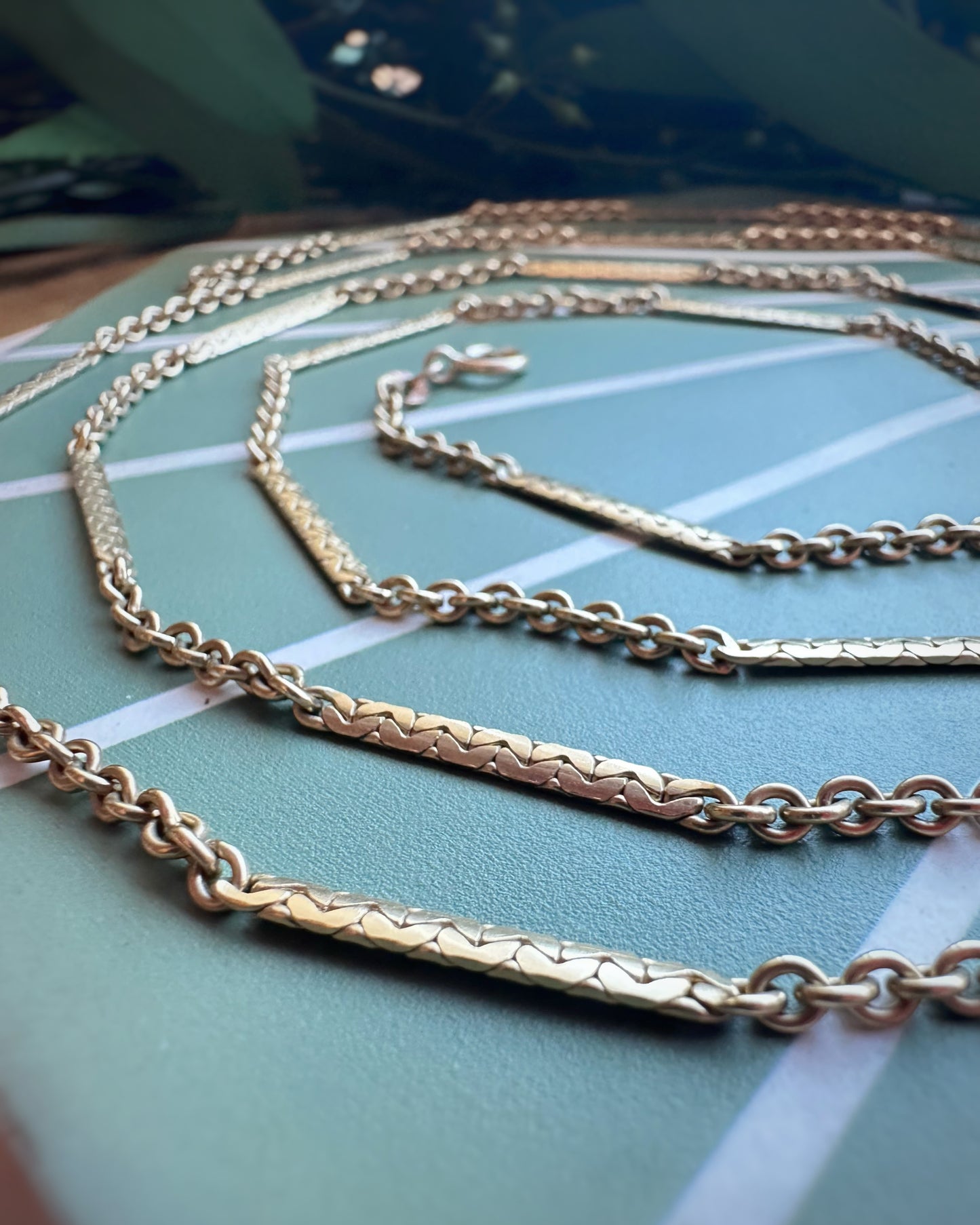 Vintage Fancy Bar and Chunky Cable Double Length Chain (47")
