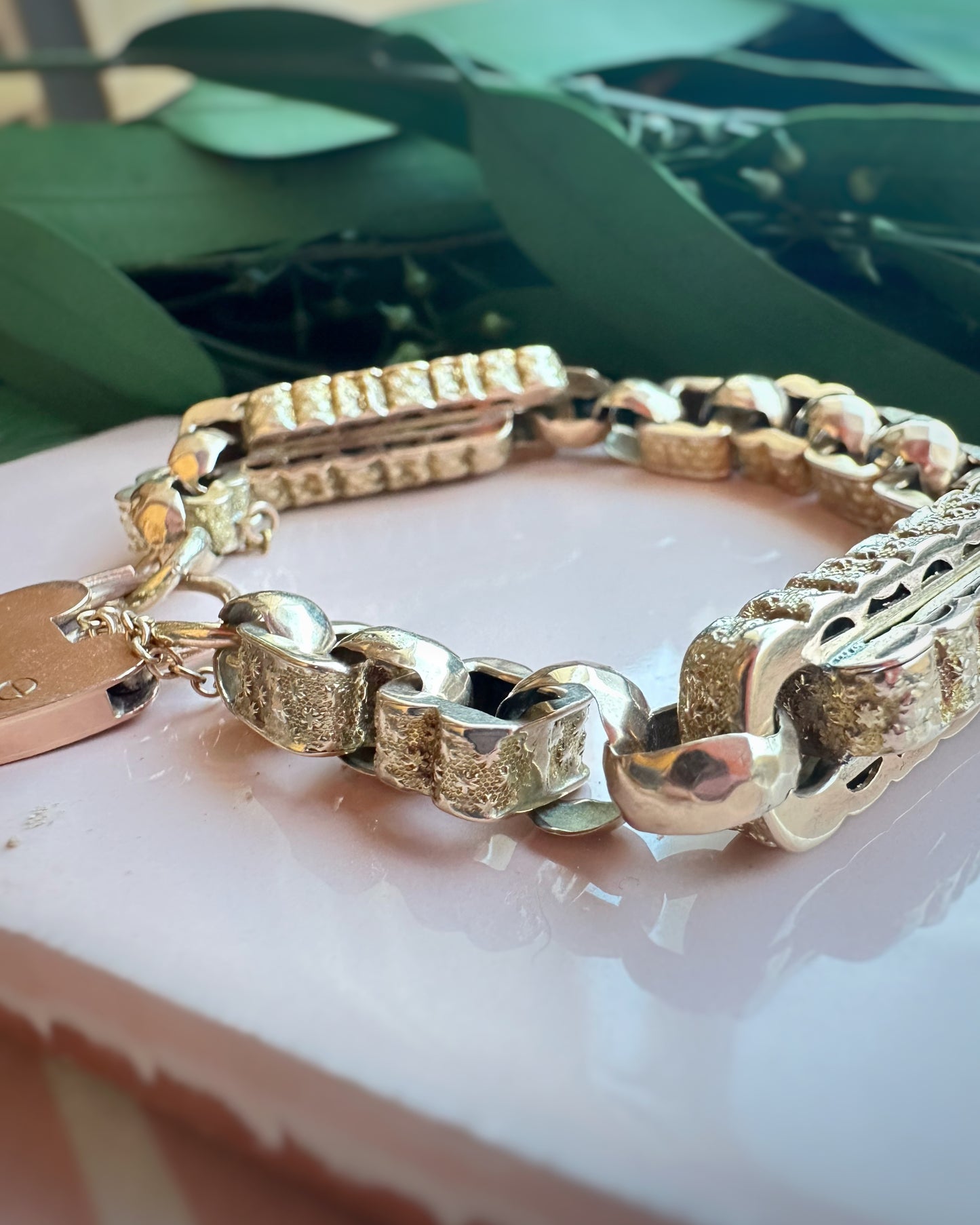Antique Enormous Mixed Link Bracelet