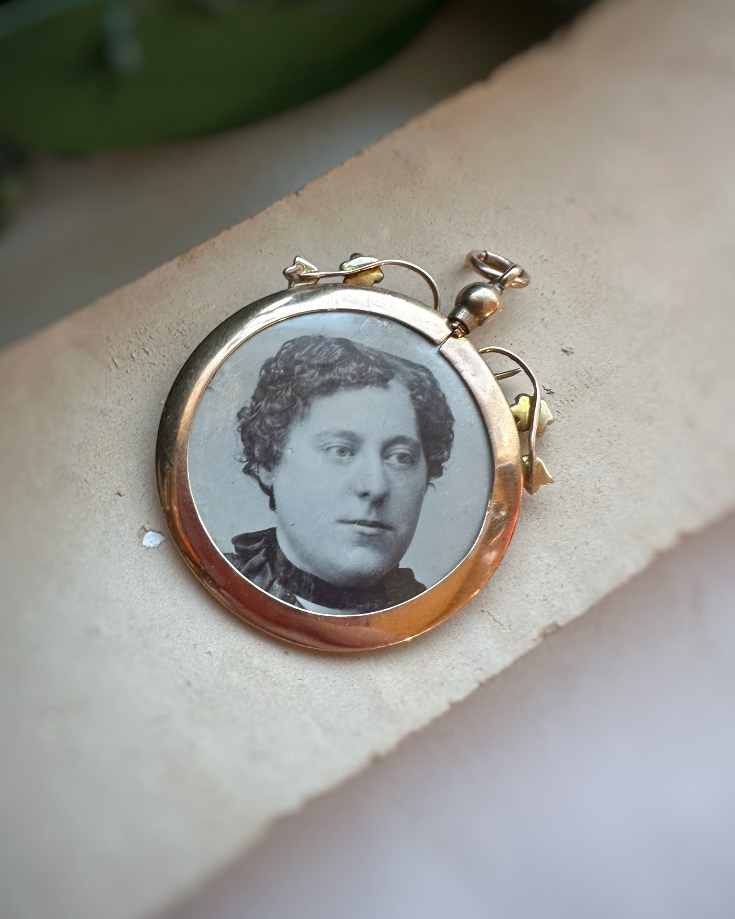 Antique Double Picture Locket with Pearl-Set Swallow Detail