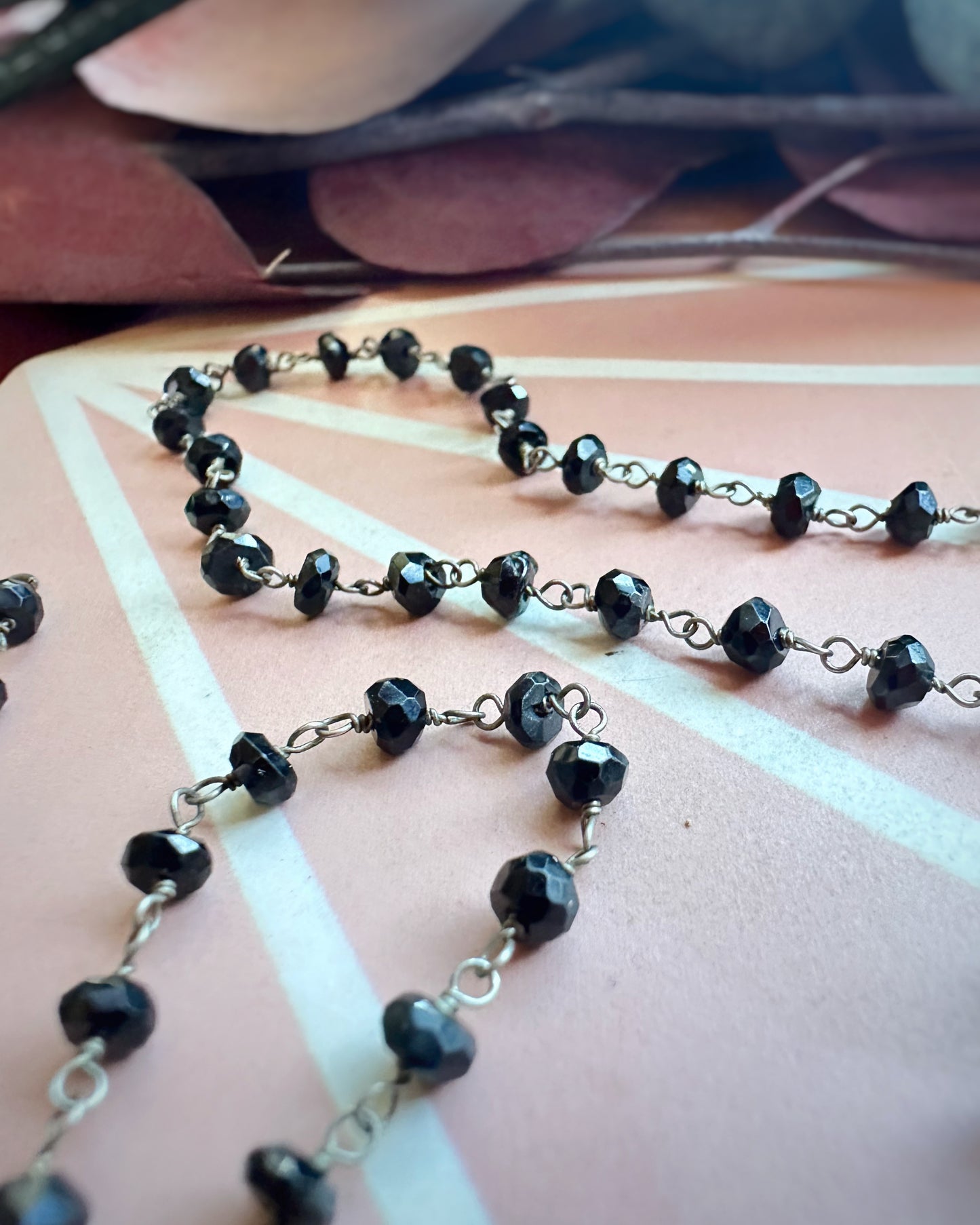 Vintage Black Spinel Beads (24")