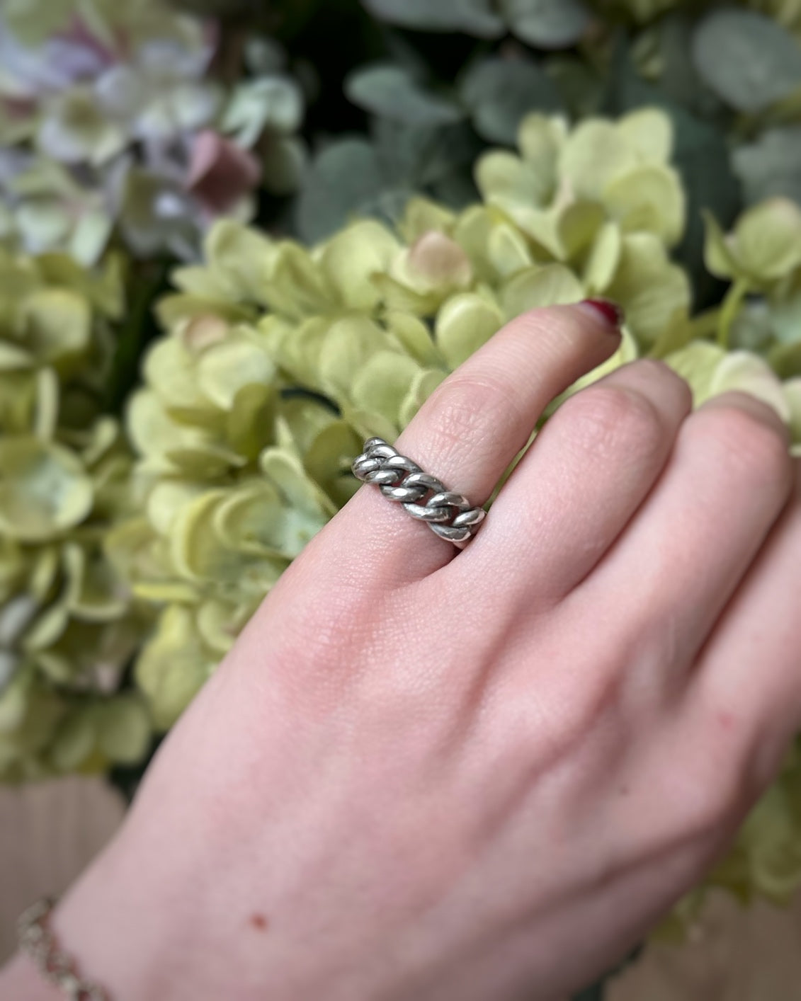 Antique Silver Chain Ring