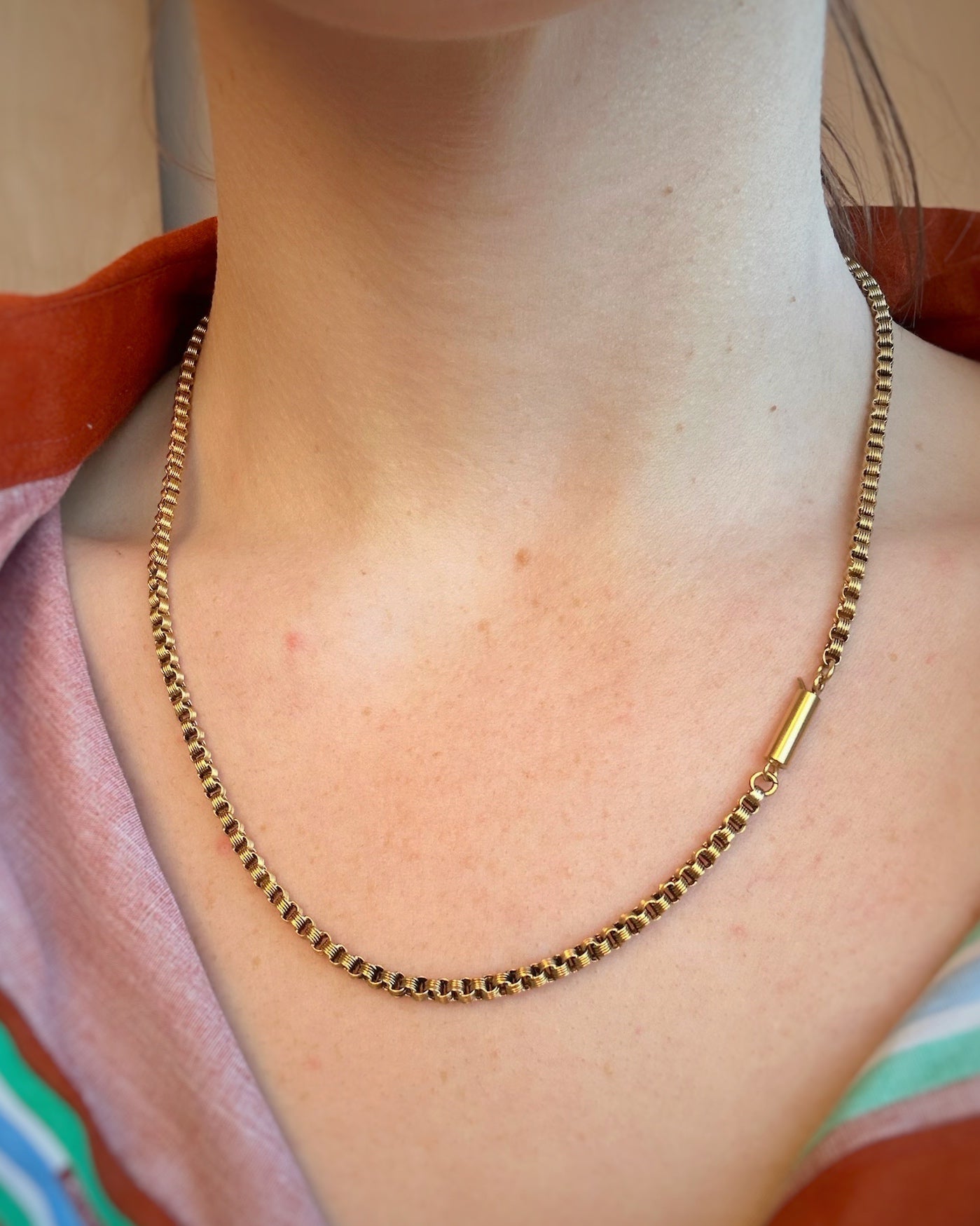 Antique Impeccable Ribbed Rolo Chain (18")