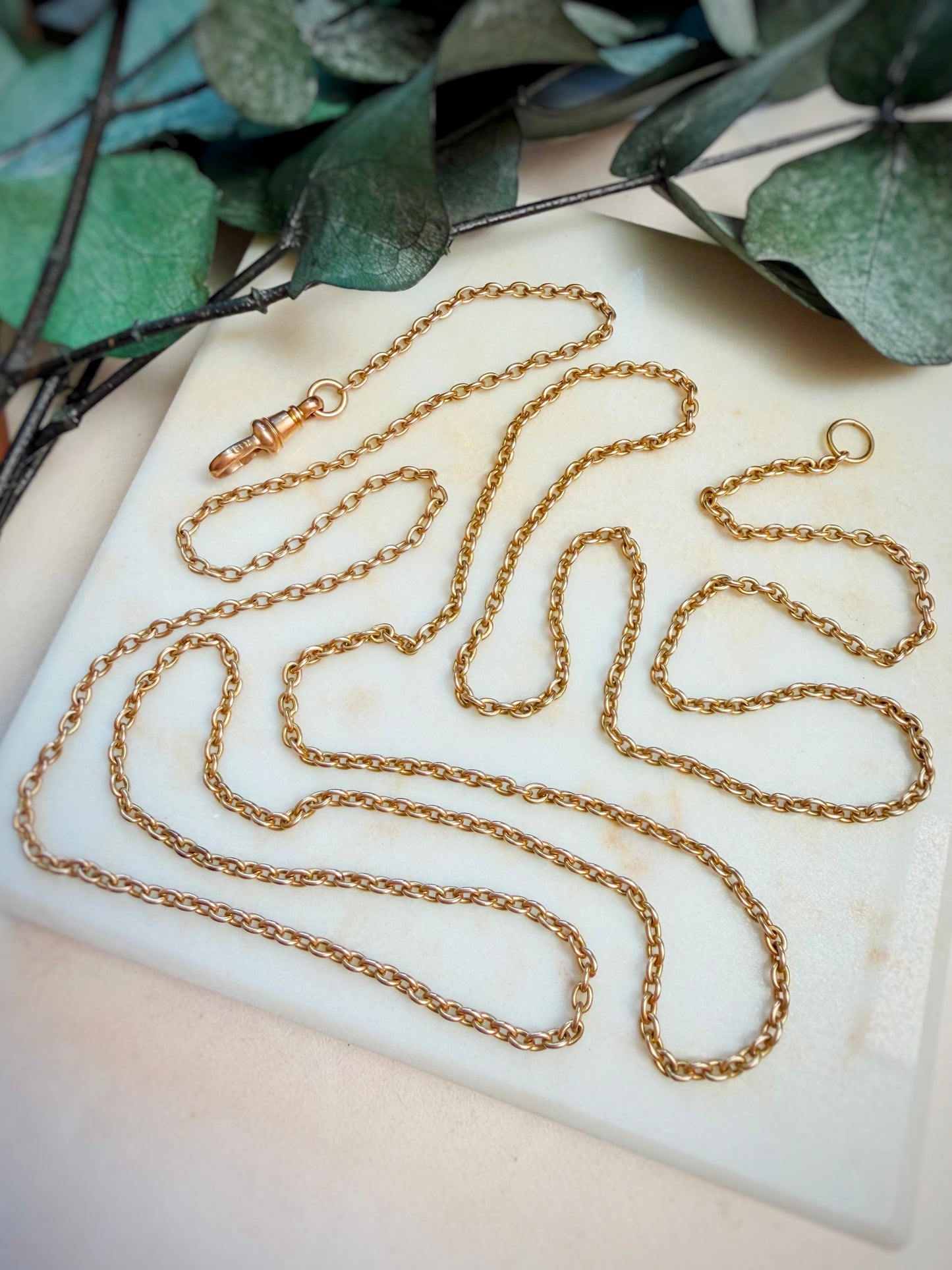 Antique 15ct Cable Chain with Dog Clip (35")