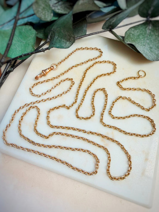 Antique 15ct Cable Chain with Dog Clip (35")
