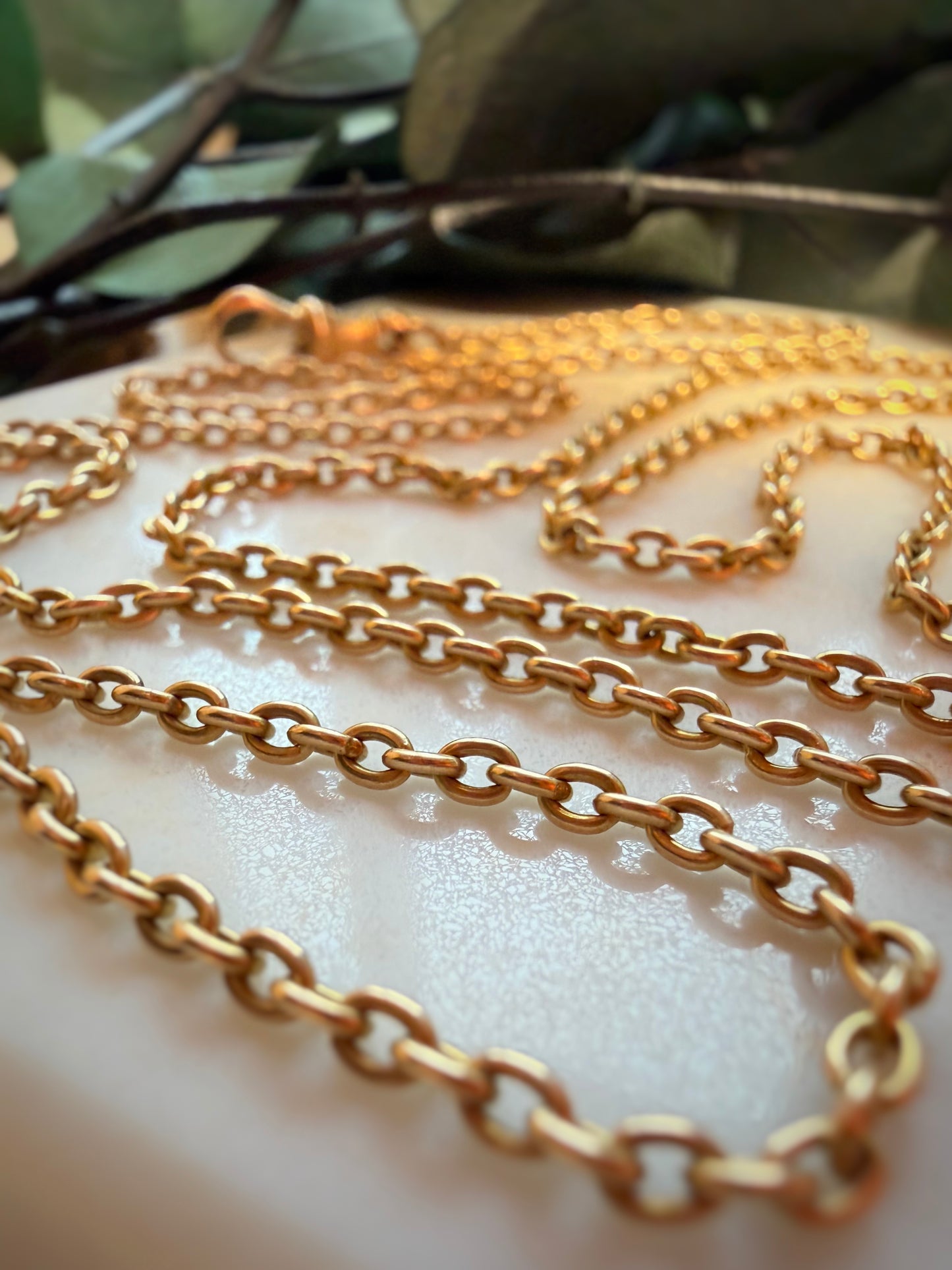 Antique 15ct Cable Chain with Dog Clip (35")