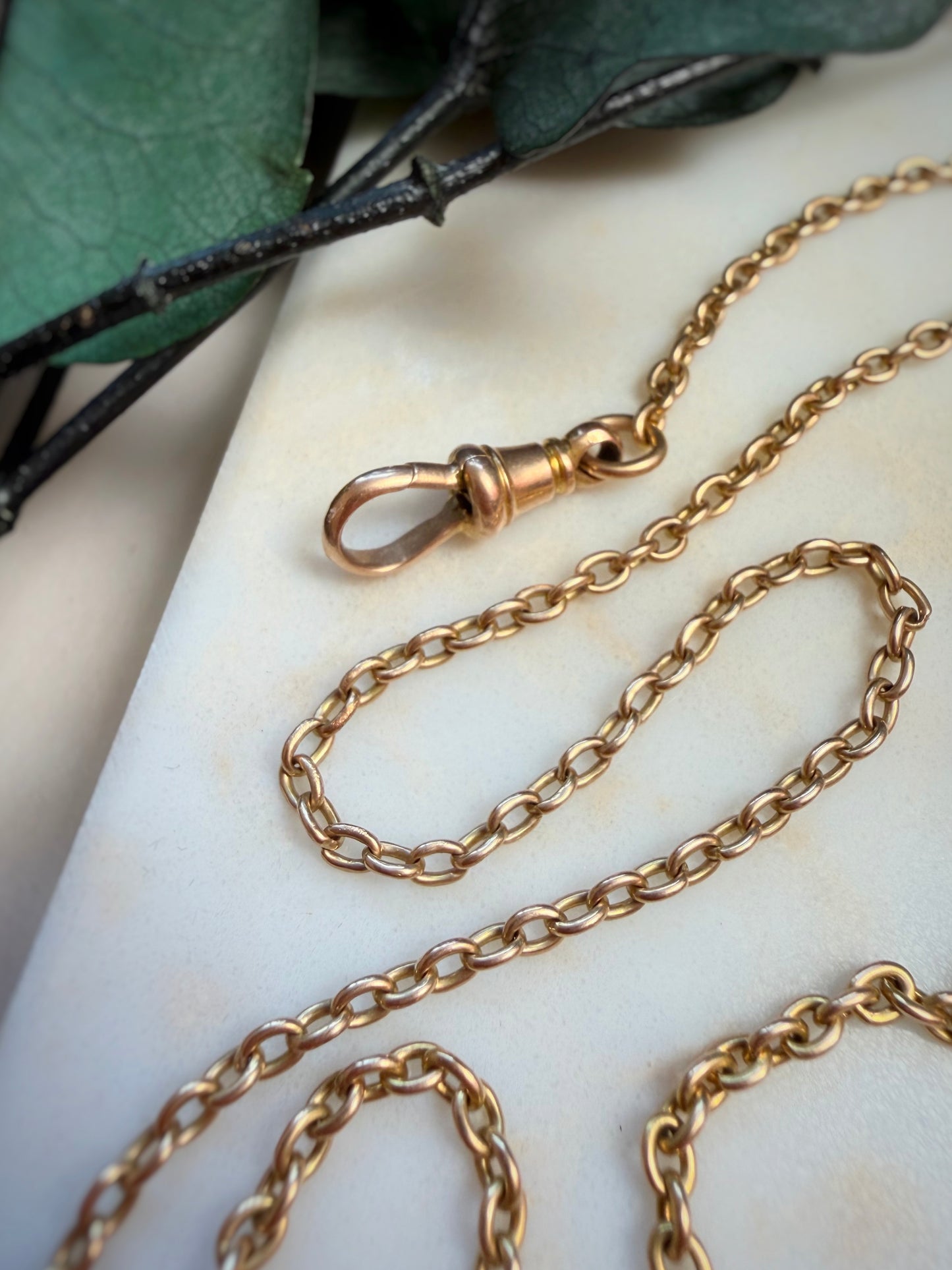 Antique 15ct Cable Chain with Dog Clip (35")