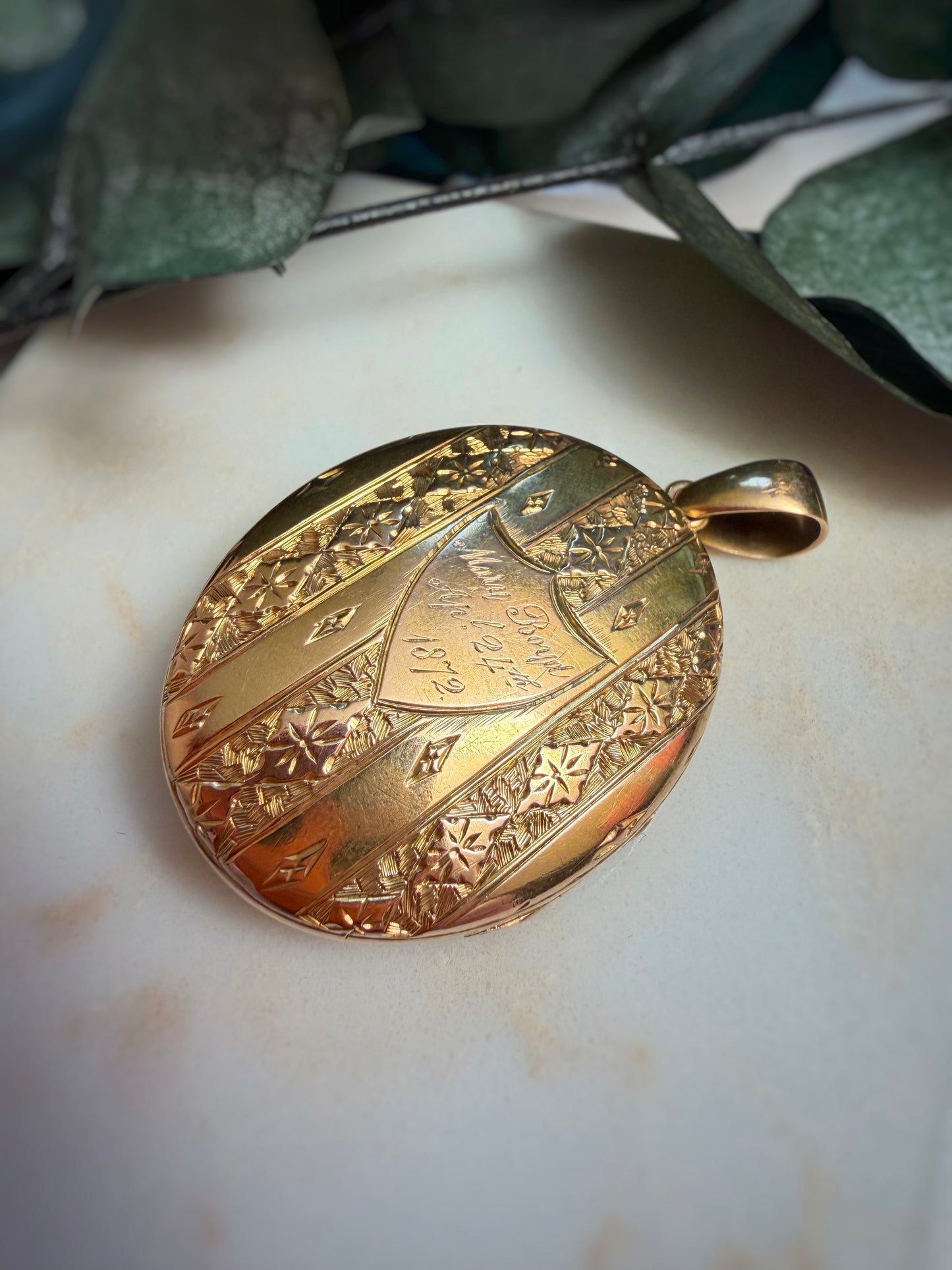 Exceptional Antique 1872 Blue-Enamel Star XL Locket