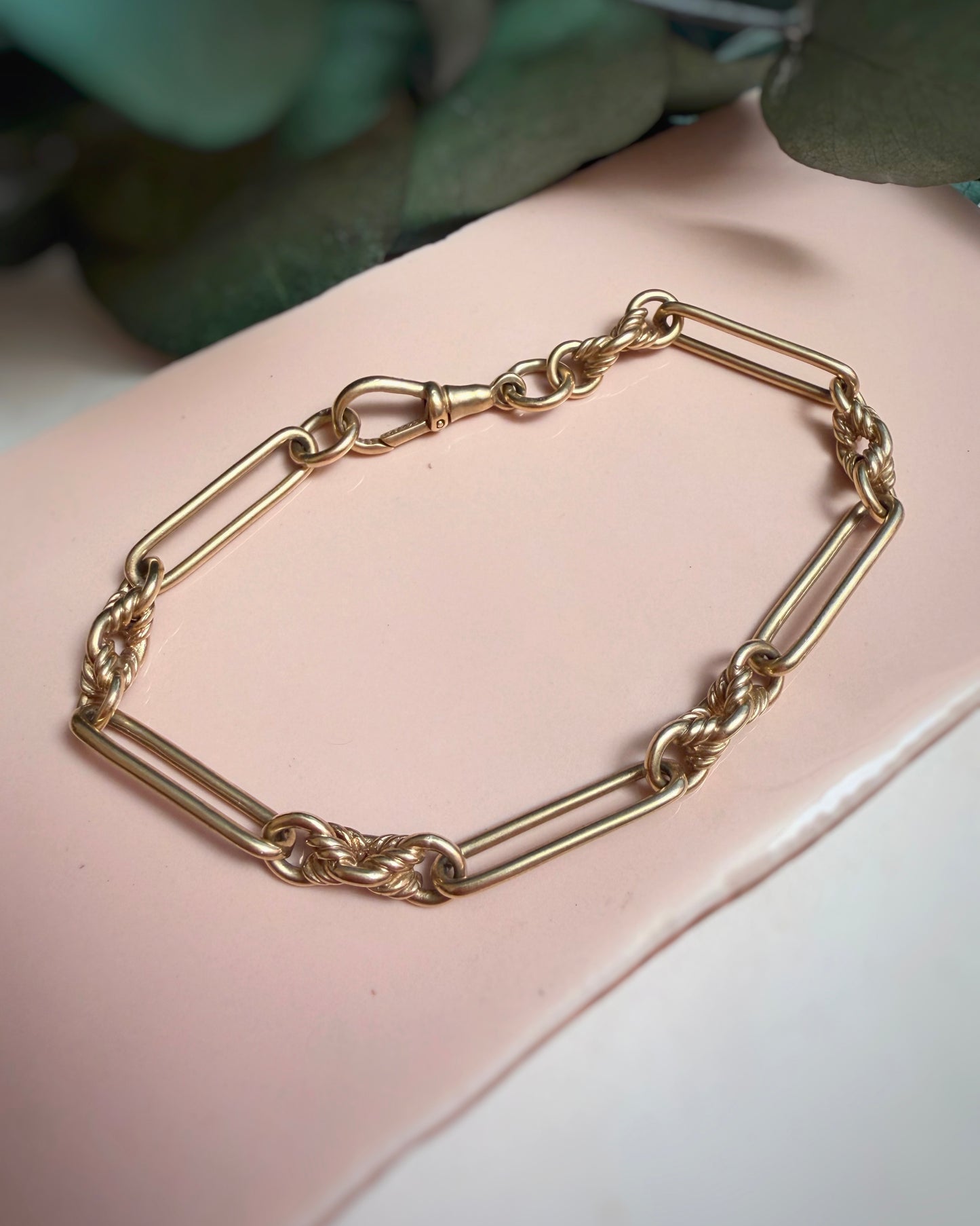 Vintage Trombone and Lovers Knot Bracelet (8")