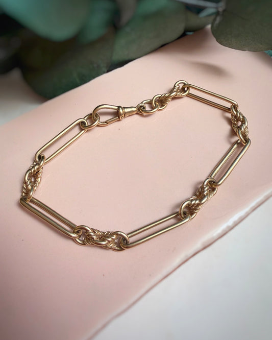 Vintage Trombone and Lovers Knot Bracelet (8")