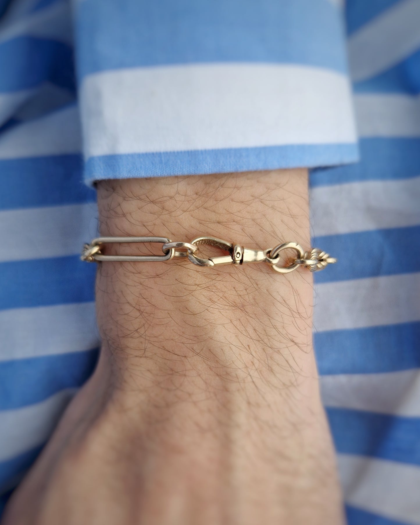 Vintage Trombone and Lovers Knot Bracelet (8")