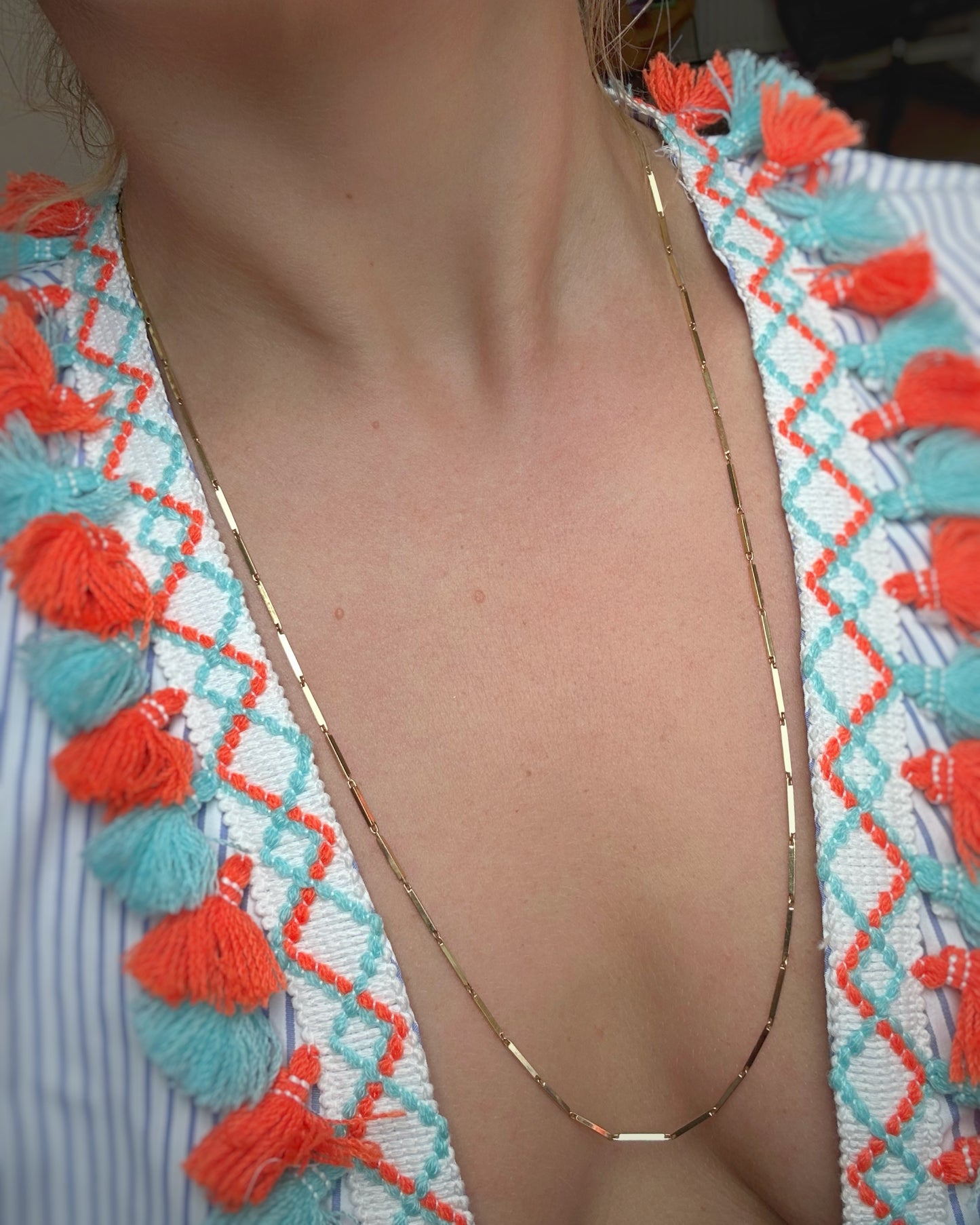 Vintage Bar Link Layering Chain (27")
