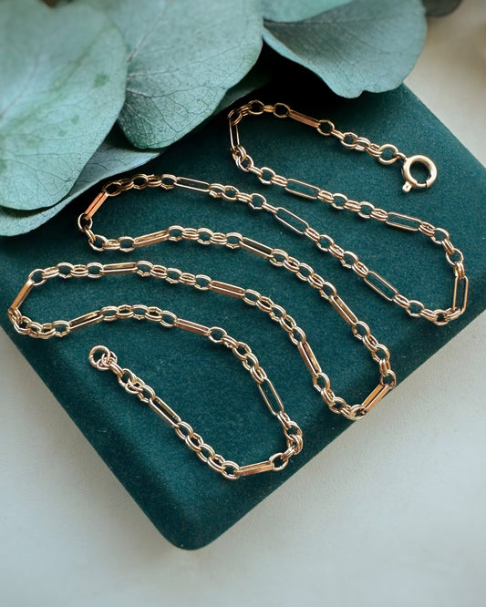 Vintage Trombone and Ribbed Rolo Link (19")