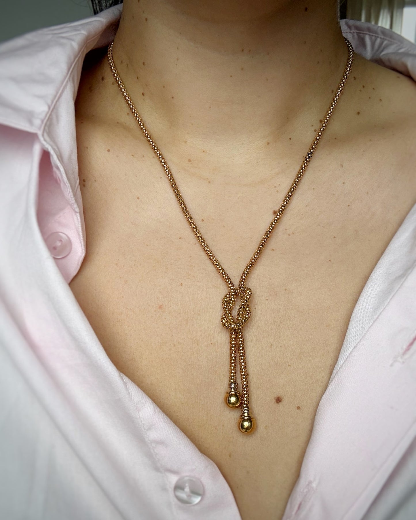 Vintage Lariat Rope-Knot Snake Skin Chain (18")