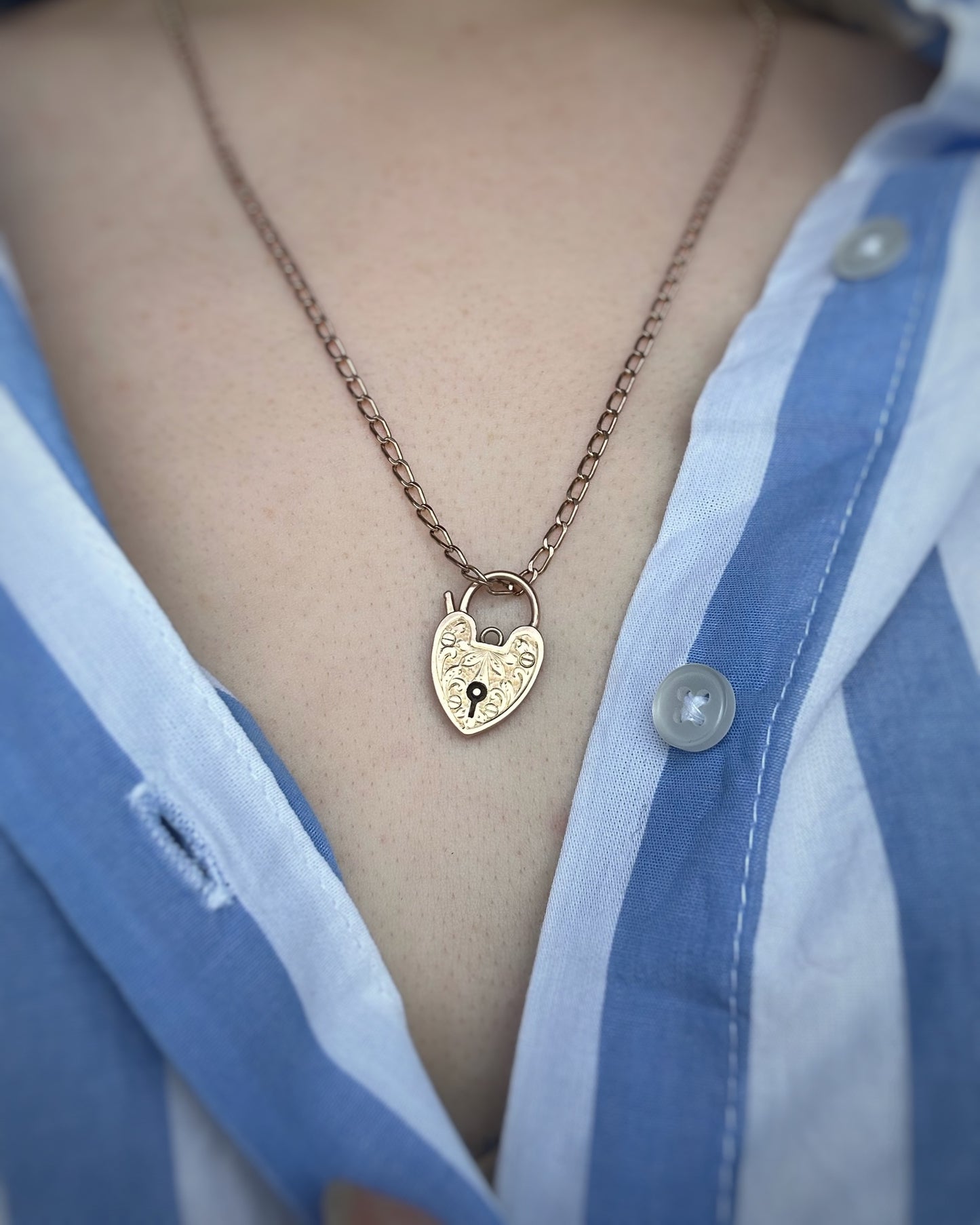 Antique Fancy Engraved Heart Padlock