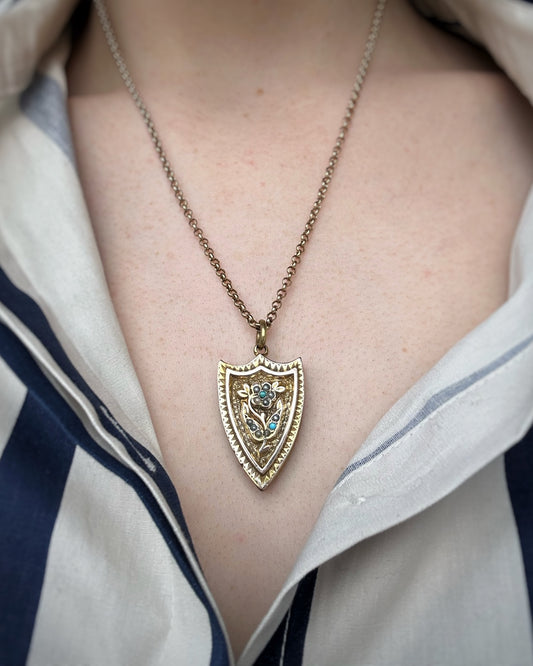 Antique Oversized Fancy Shield Locket