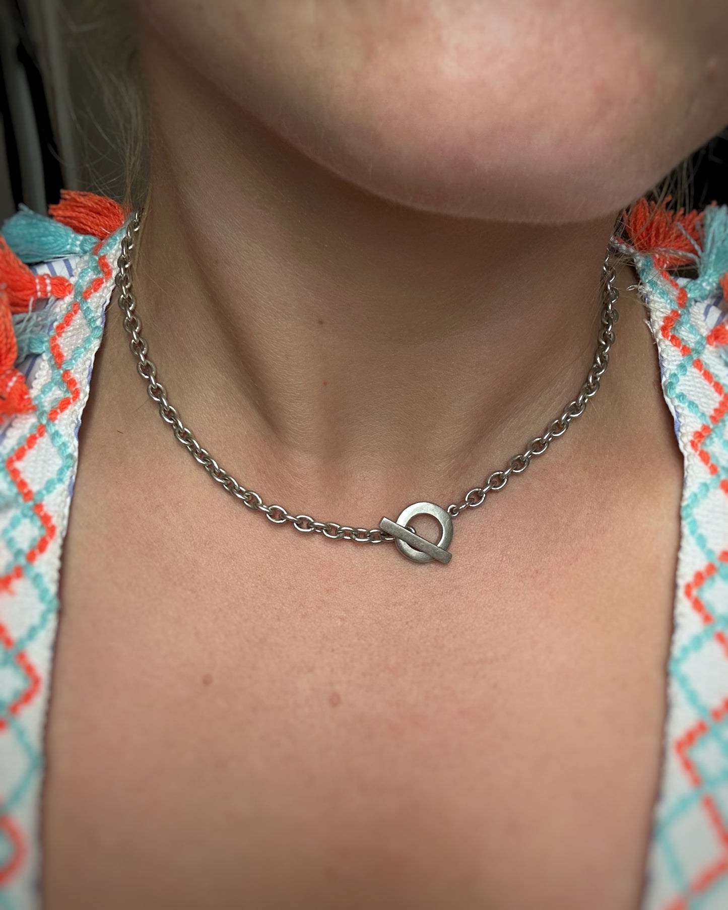 Vintage Chunky Cable Chain with Toggle & T-Bar (16")