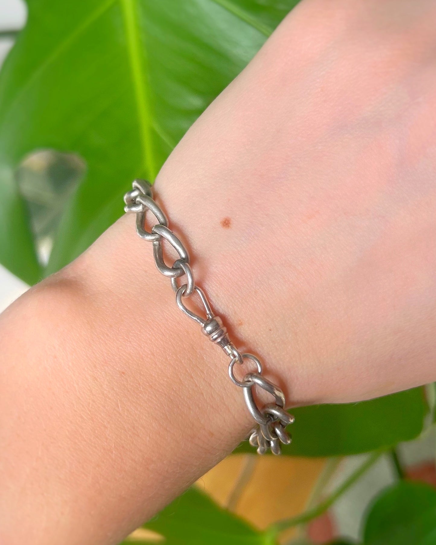 Antique Elongated Curb with Vintage Dog Clip (7+1/4")