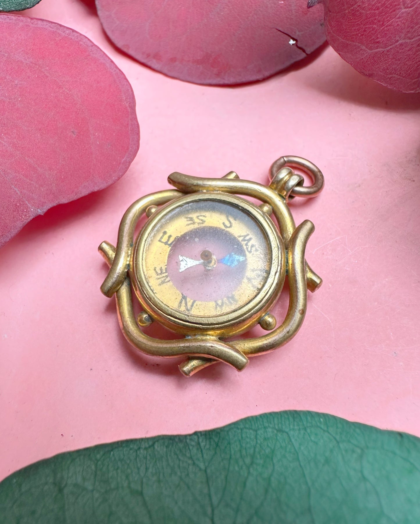 Antique Rolled Gold Wave-Border Compass