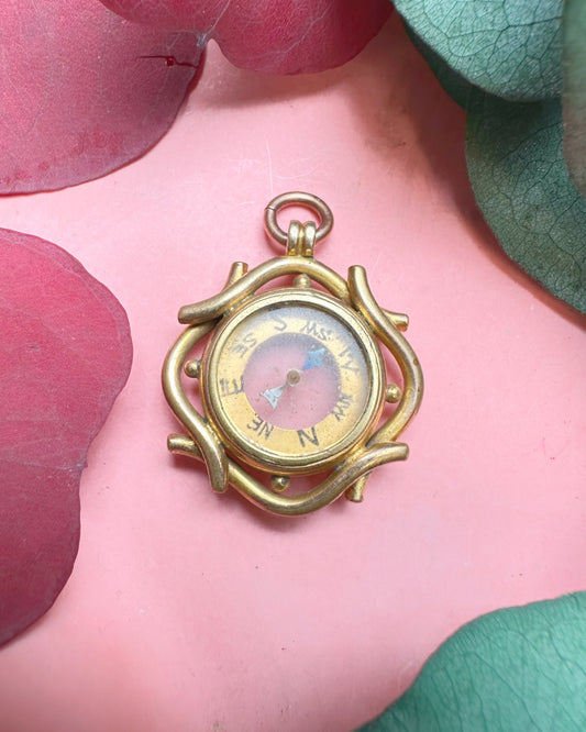 Antique Rolled Gold Wave-Border Compass